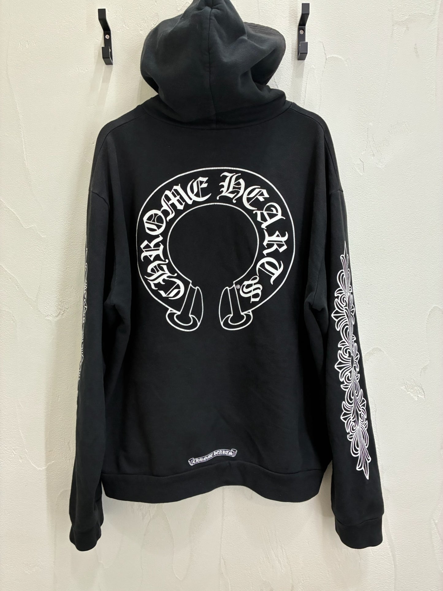 Chrome Hearts Horseshoe Floral Cross Sleeve Hoodie 'Black'