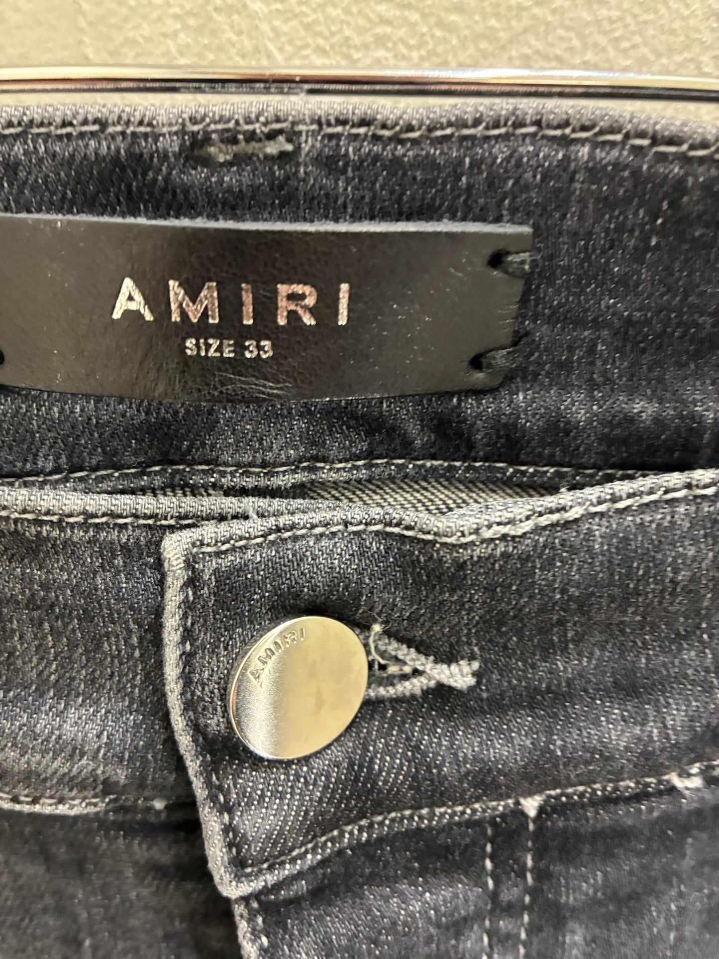 Amiri MX1 Leather Jeans Storm Grey