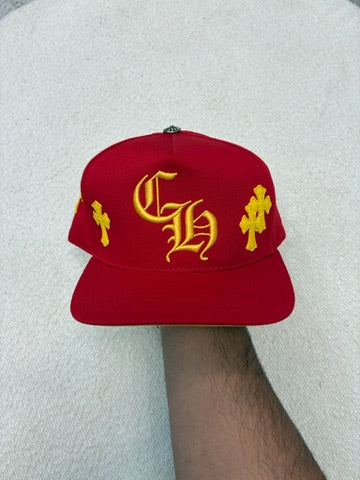 Chrome Hearts Crosspatch Hat Red and Gold