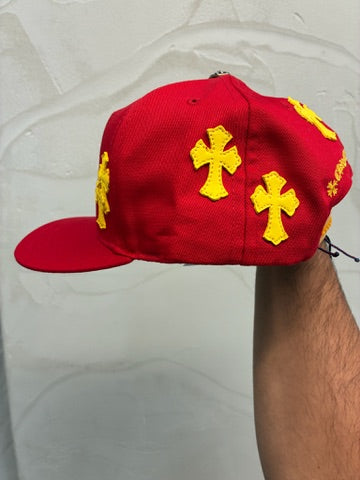 Chrome Hearts Crosspatch Hat Red and Gold