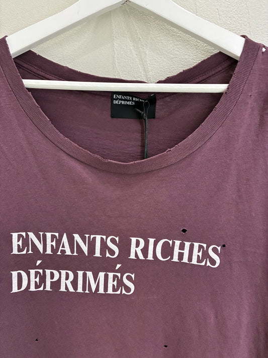 Enfants Riches Deprimes Wide Neck Logo T-Shirt Burgundy