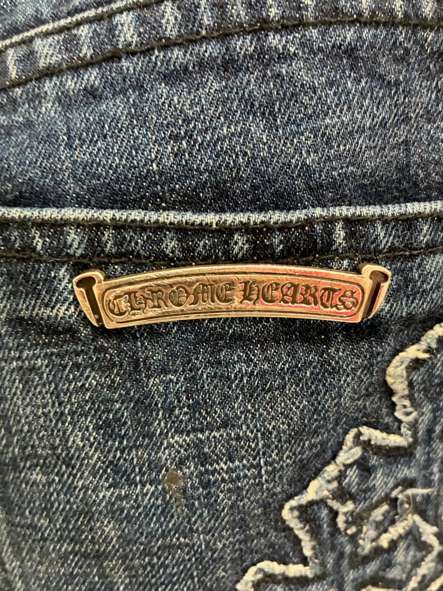 Chrome Hearts Loose Ends Denim Cross Patch Jeans