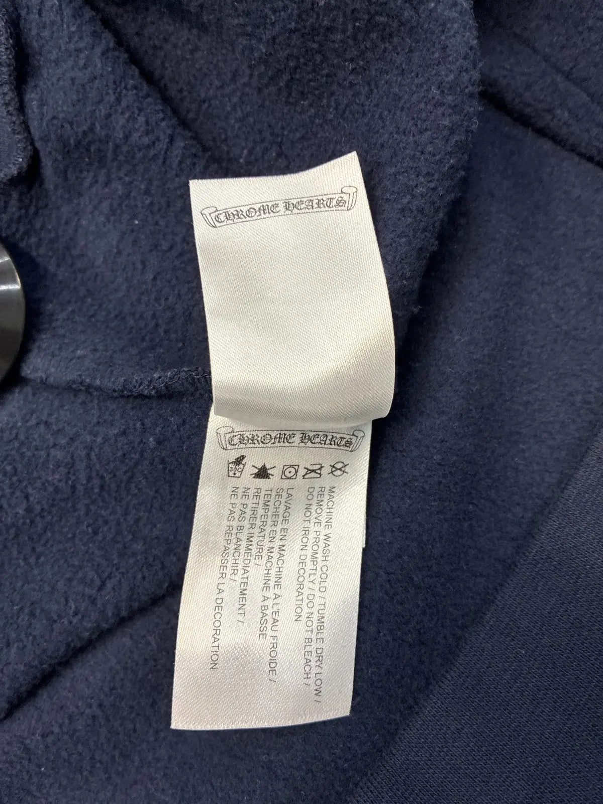 Chrome Hearts Navy & Yellow Script Logo Hoodie