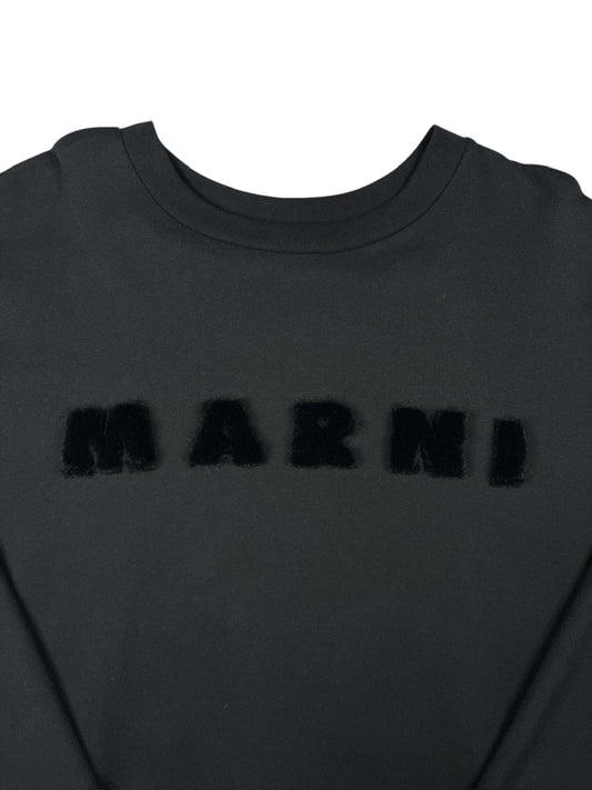 Marni Black Faux-Fur Logo Sweatshirt