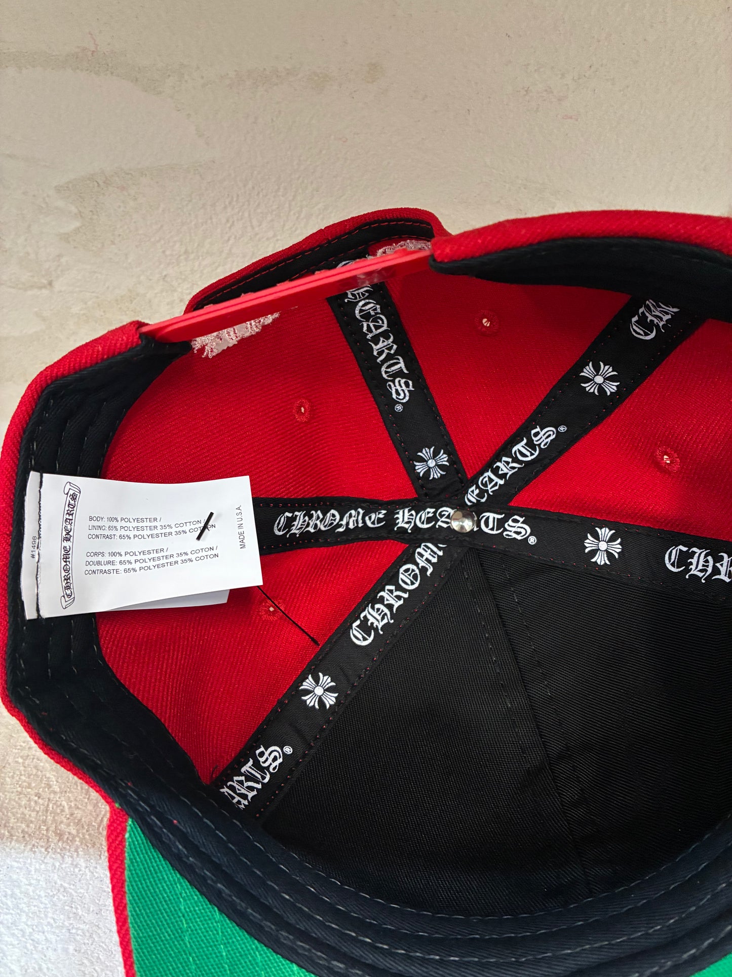 Chrome Hearts Embroidered CH Logo Baseball Hat Red White
