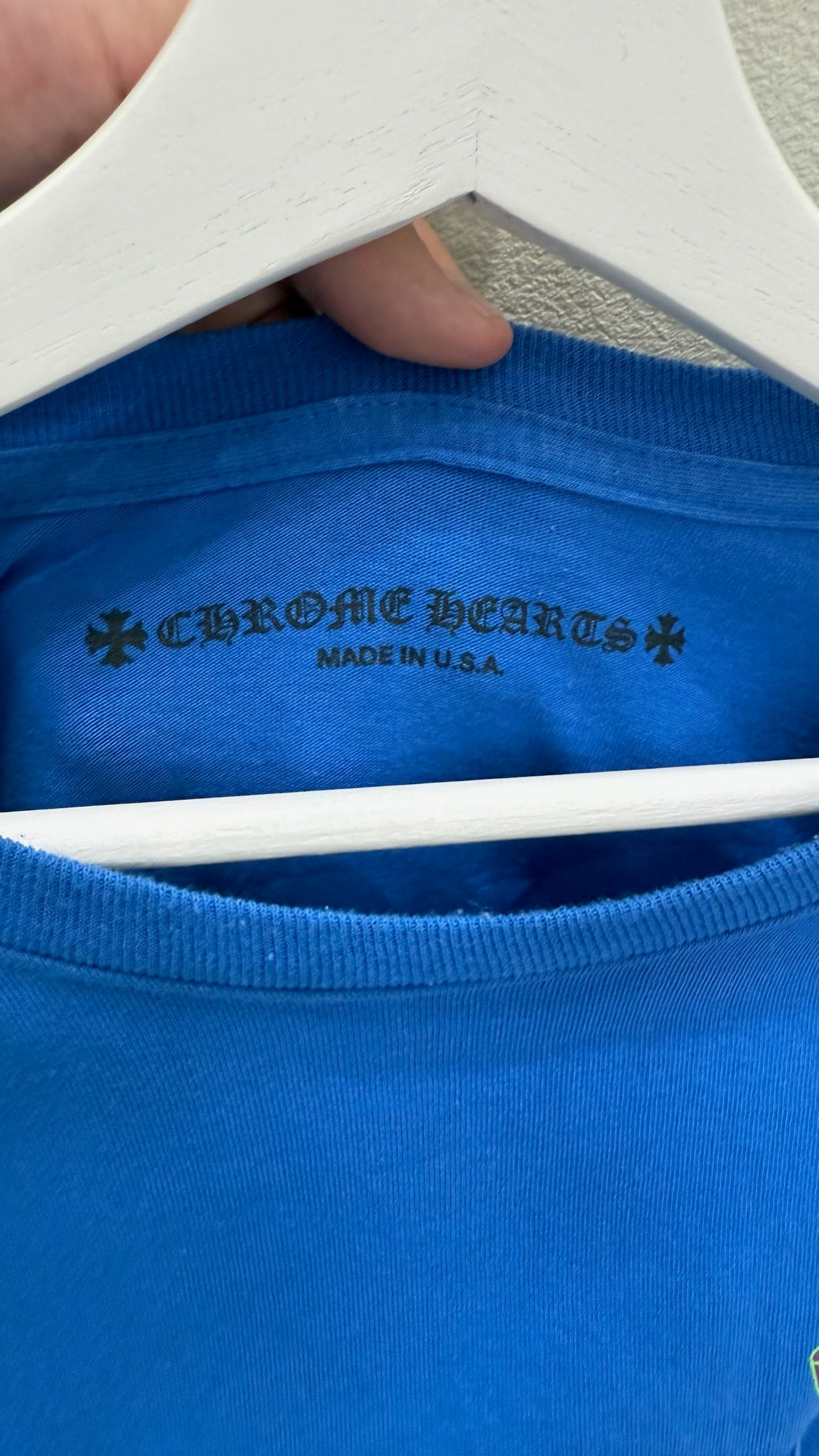 Chrome Hearts Scroll Logo Blue Short Sleeve Tee