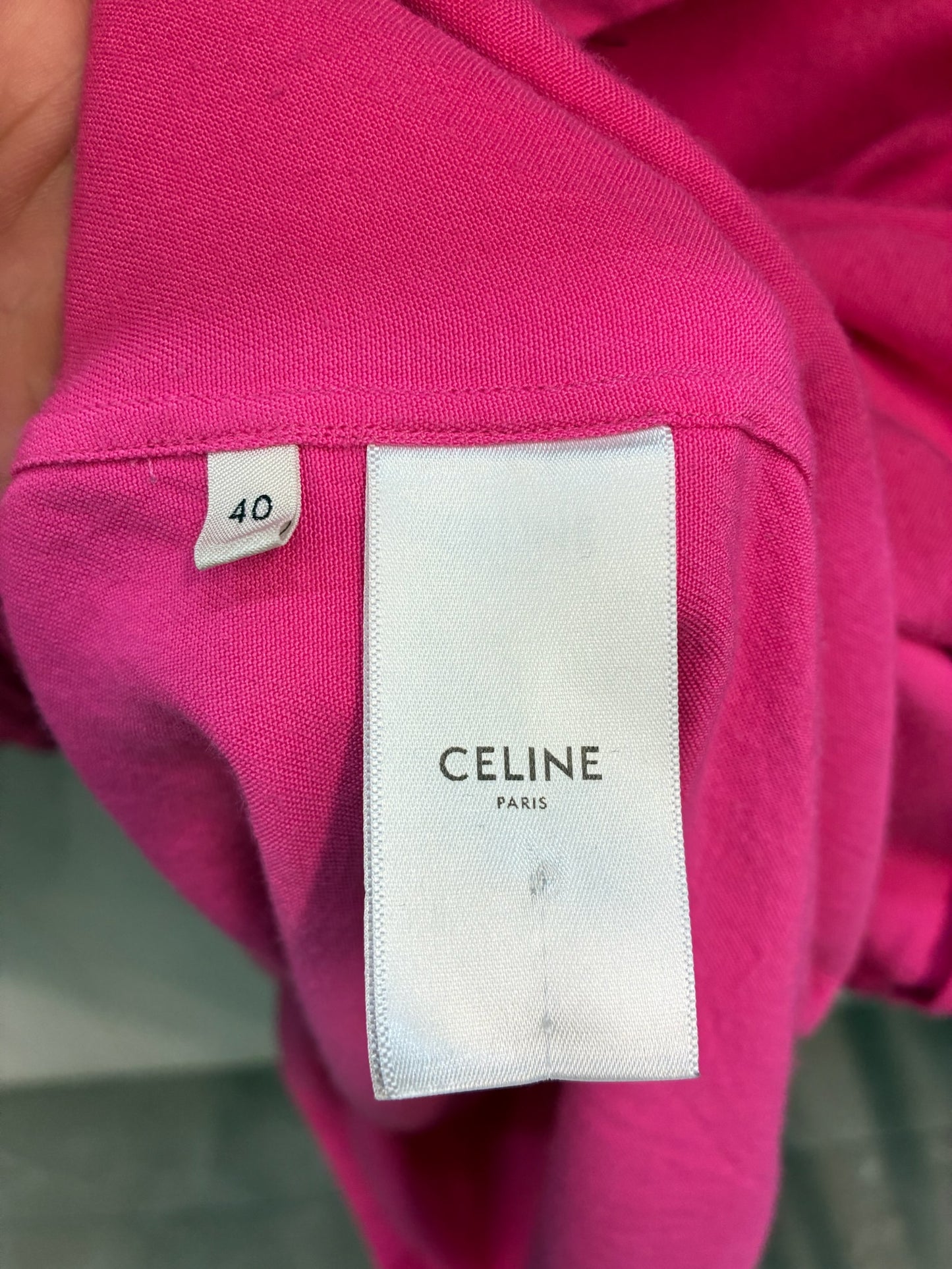 Celine Camp-Collar Logo-Embroidered Twill Shirt