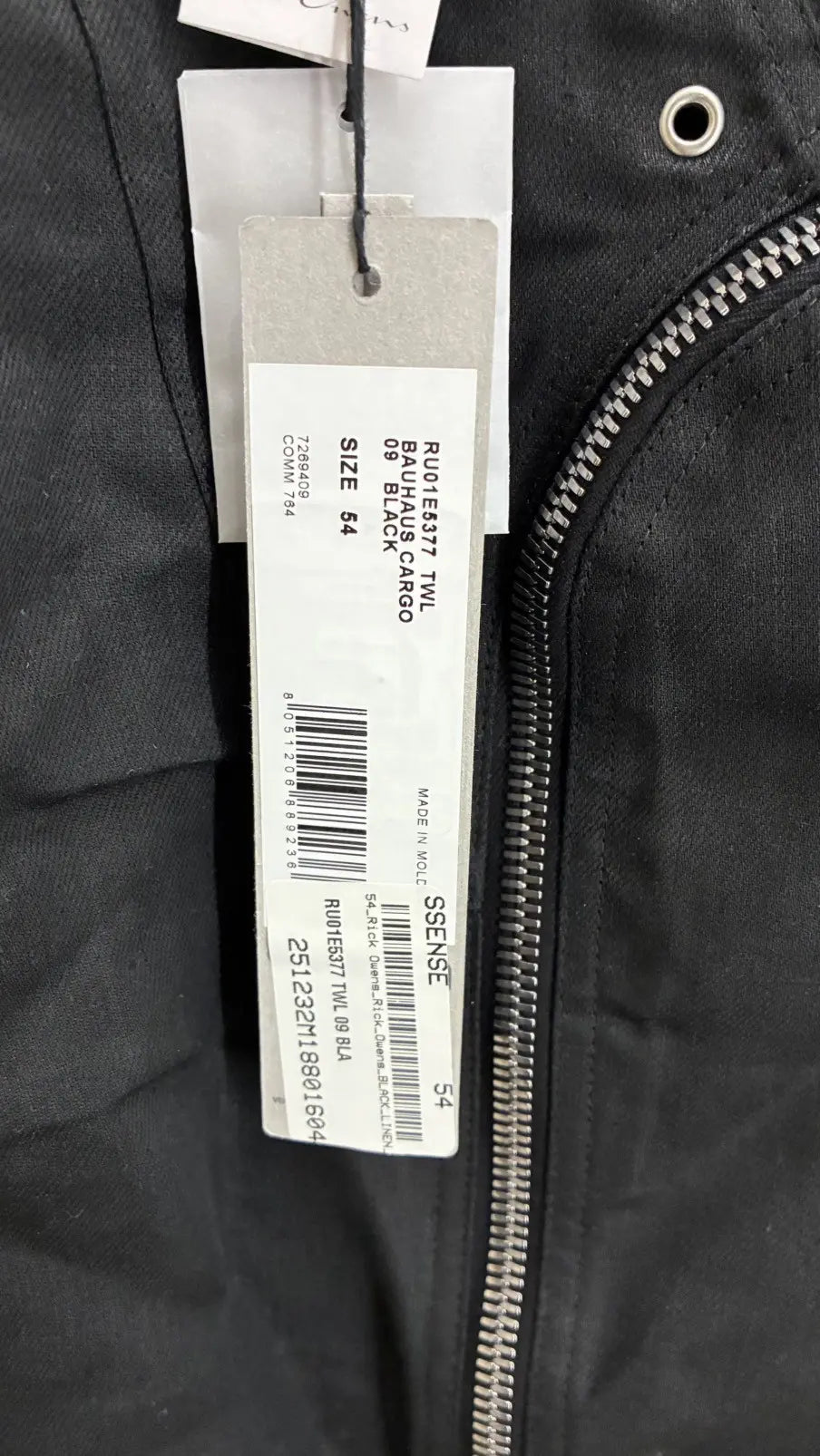 Rick Owens Bauhaus Black Cargo Pants