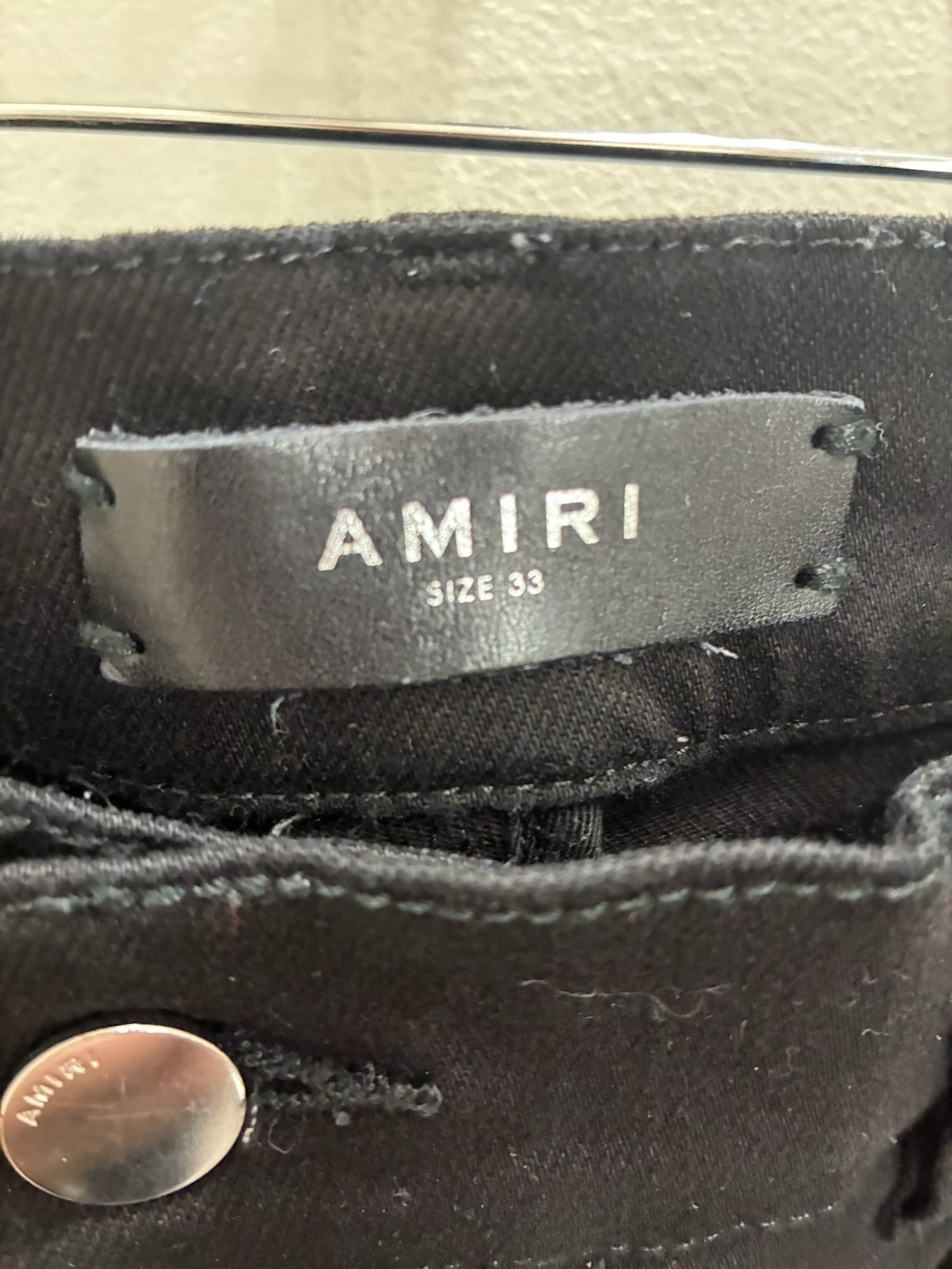 Amiri Men Denim with Patch Black