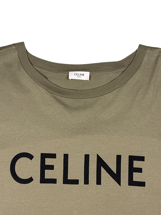 Celine Hedi Slimane Logo Khaki T Shirt