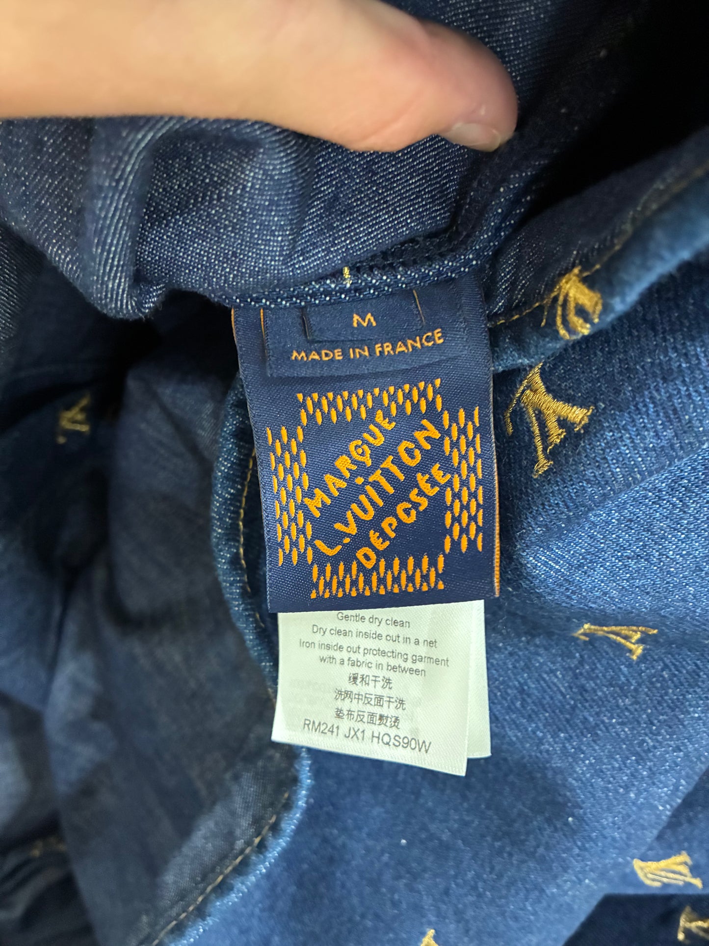 Louis Vuitton Embroidered Signature Short-Sleeved Denim Shirt