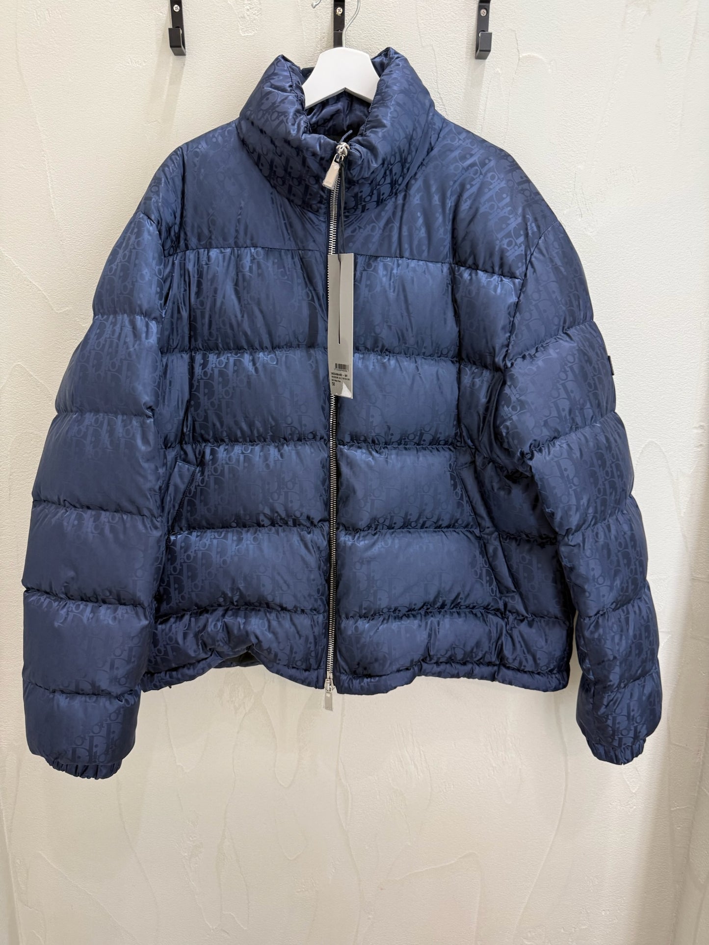 Dior Oblique Down Jacket Navy Blue Technical Jacquard