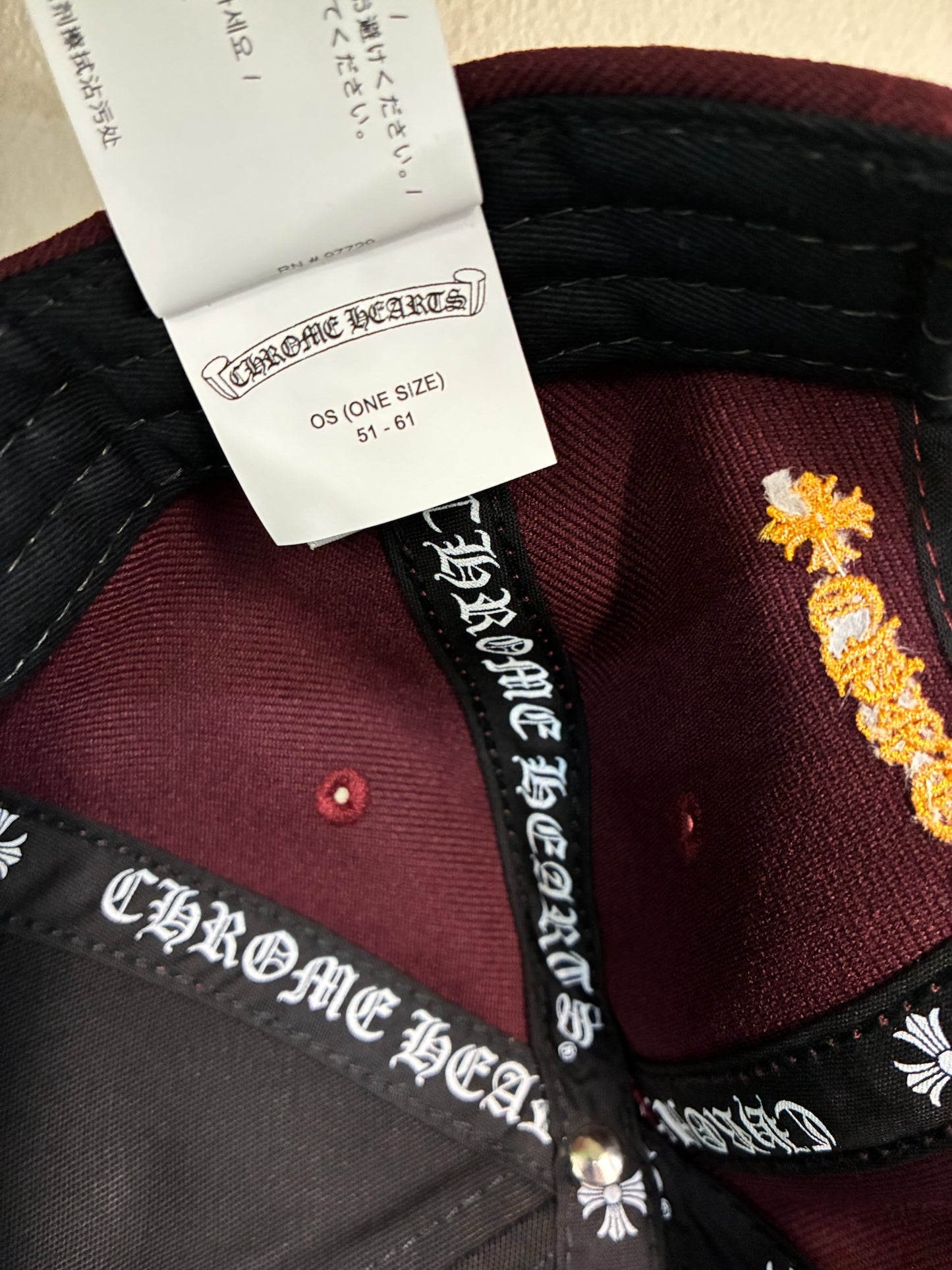 Chrome Hearts Embroidered CH Logo Baseball Hat Burgundy