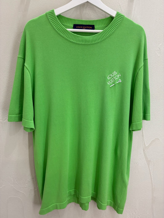 Louis Vuitton Green & White Pin Logo Embroidered T-Shirt