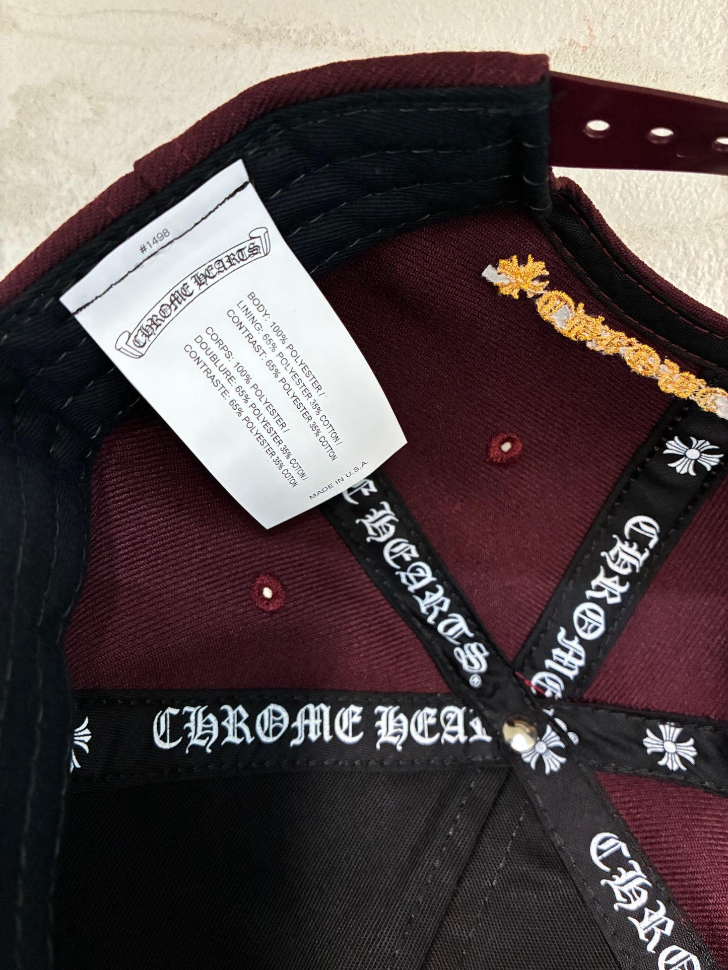 Chrome Hearts Embroidered CH Logo Baseball Hat Burgundy