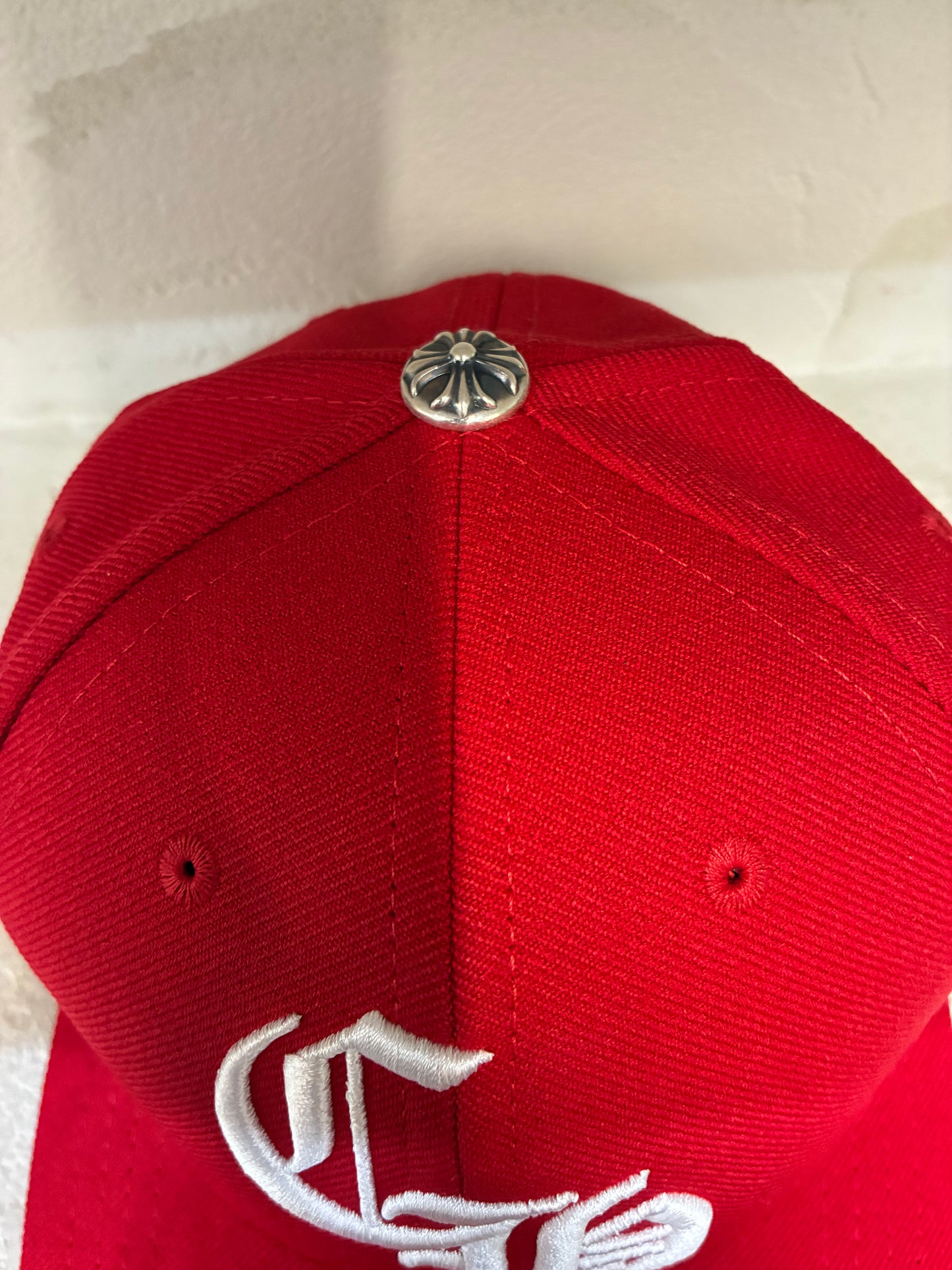Chrome Hearts Embroidered CH Logo Baseball Hat Red White