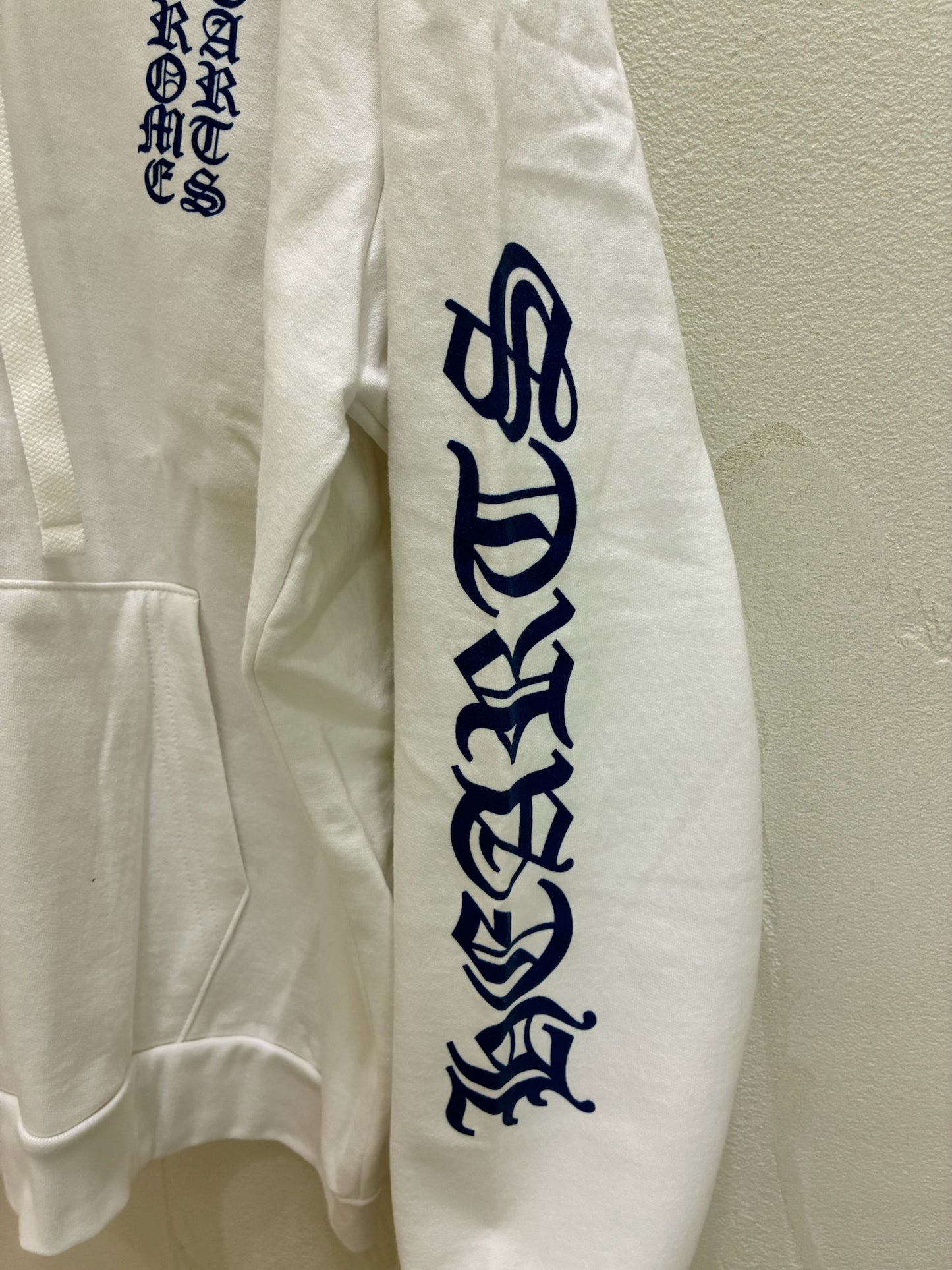 Chrome Hearts Verticale Logo Zip Up Hoodie White