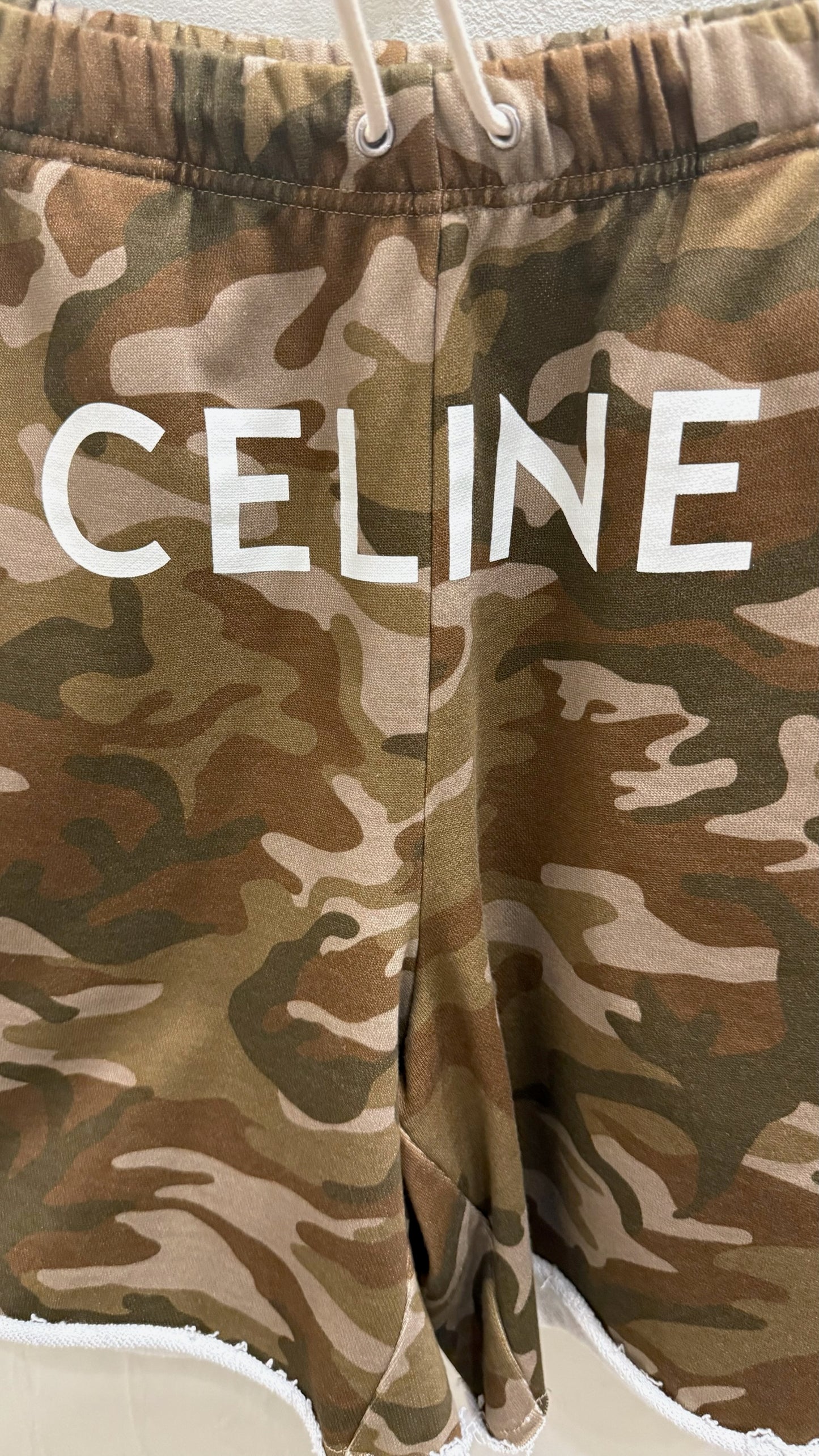 Celine Camo Print Logo Shorts
