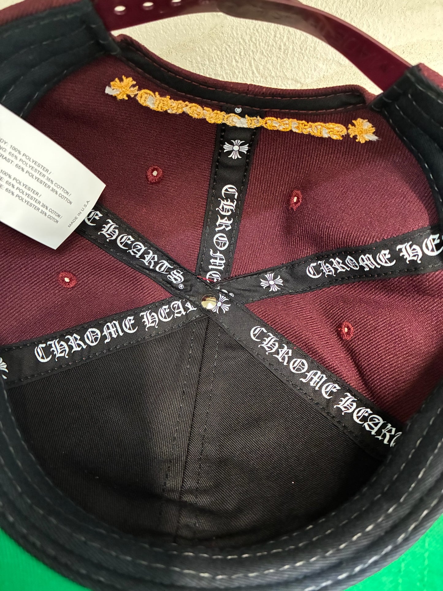 Chrome Hearts Embroidered CH Logo Baseball Hat Burgundy