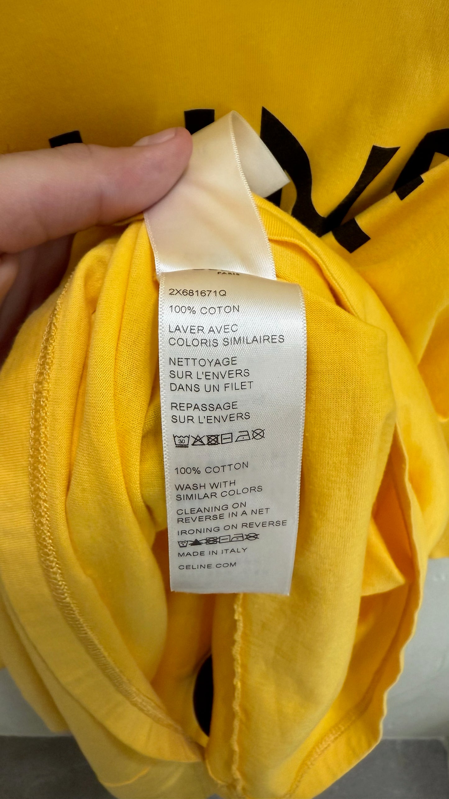 Celine Yellow Logo T Shirt