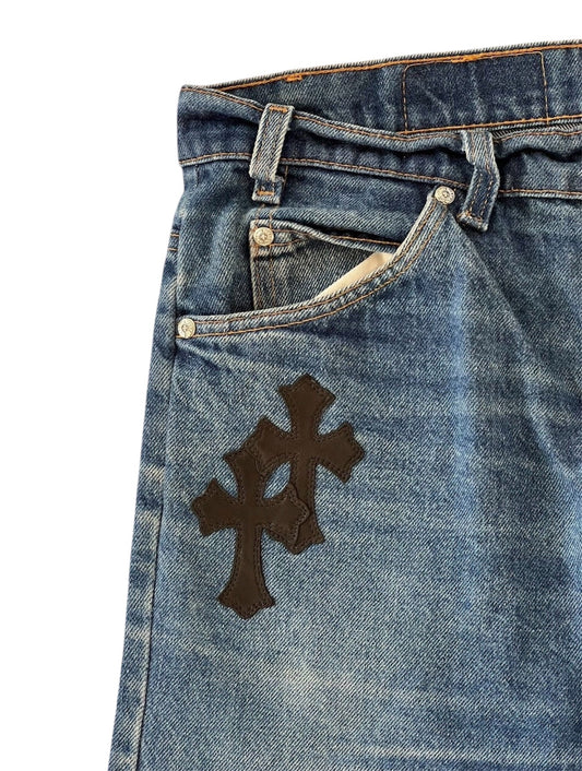 Chrome Hearts Leather Patch Jeans