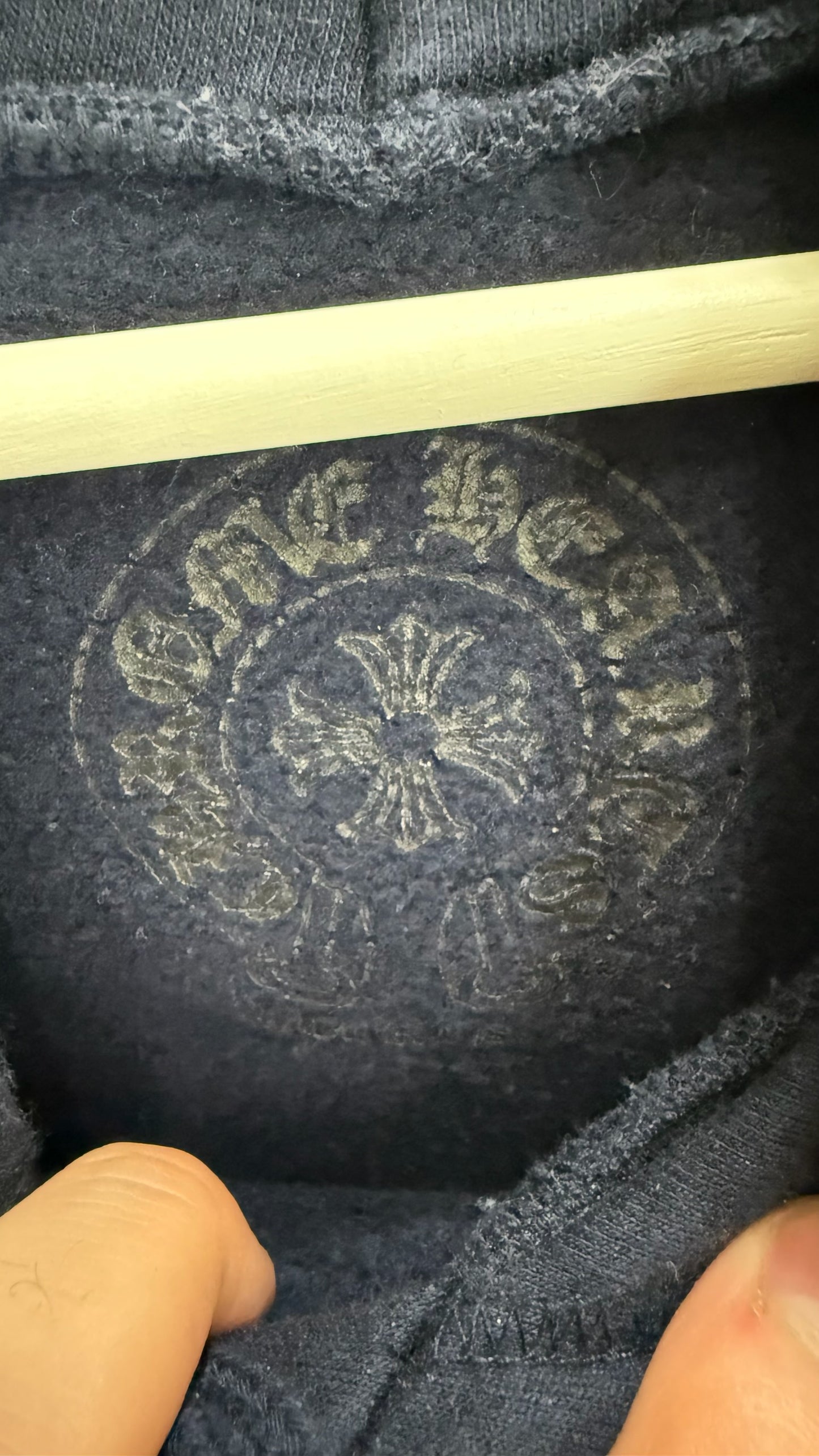 Chrome Hearts Navy & Yellow Script Logo Hoodie