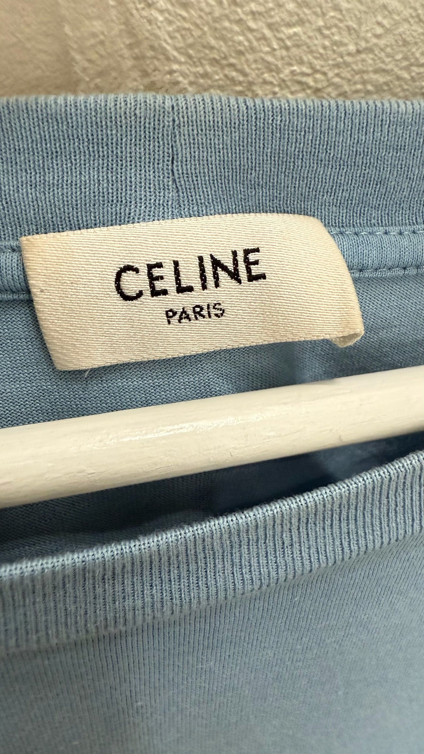 Celine Loose Logo T Shirt Light Blue