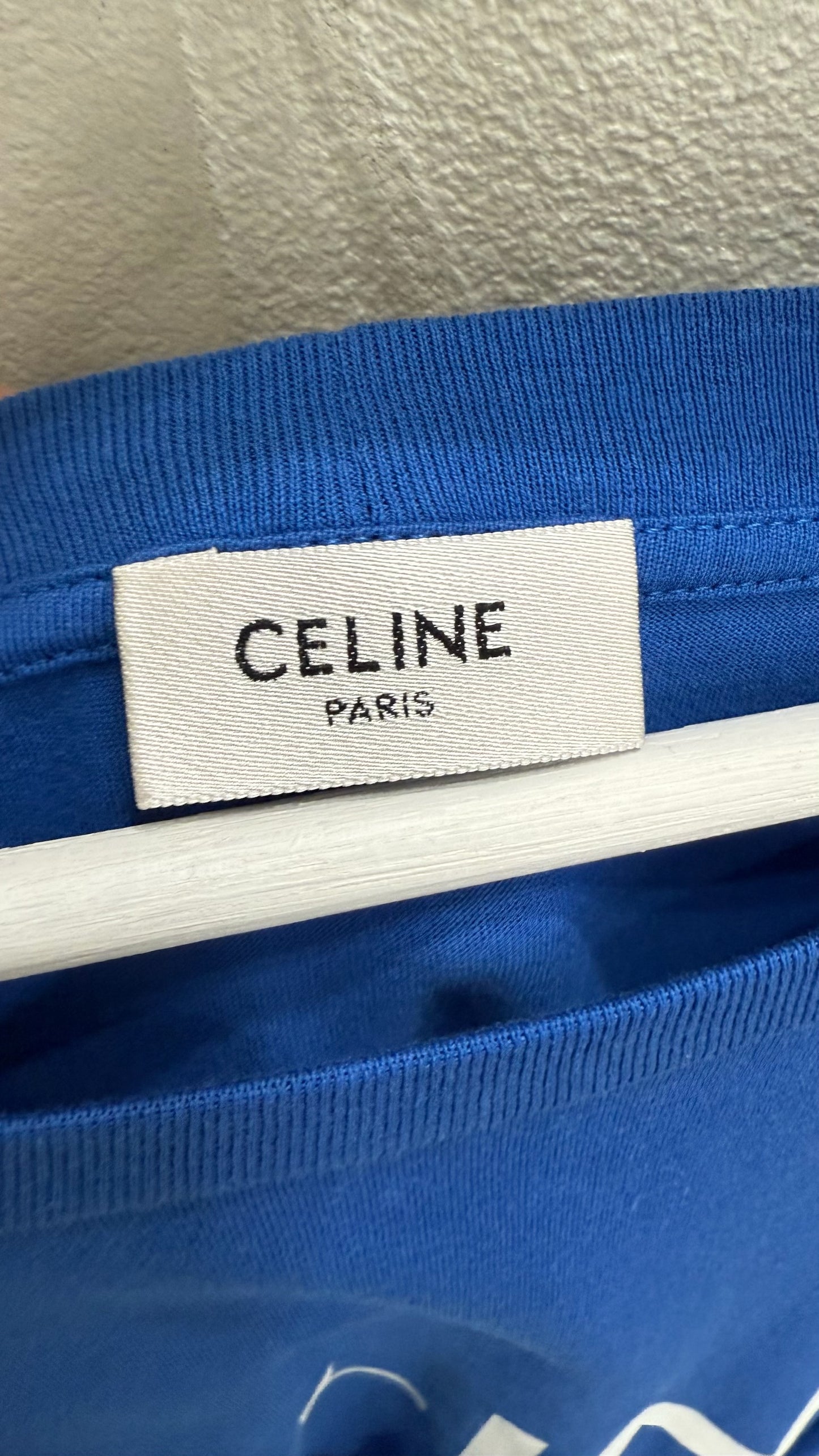 Celine Loose Logo T Shirt Blue