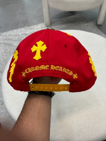 Chrome Hearts Crosspatch Hat Red and Gold