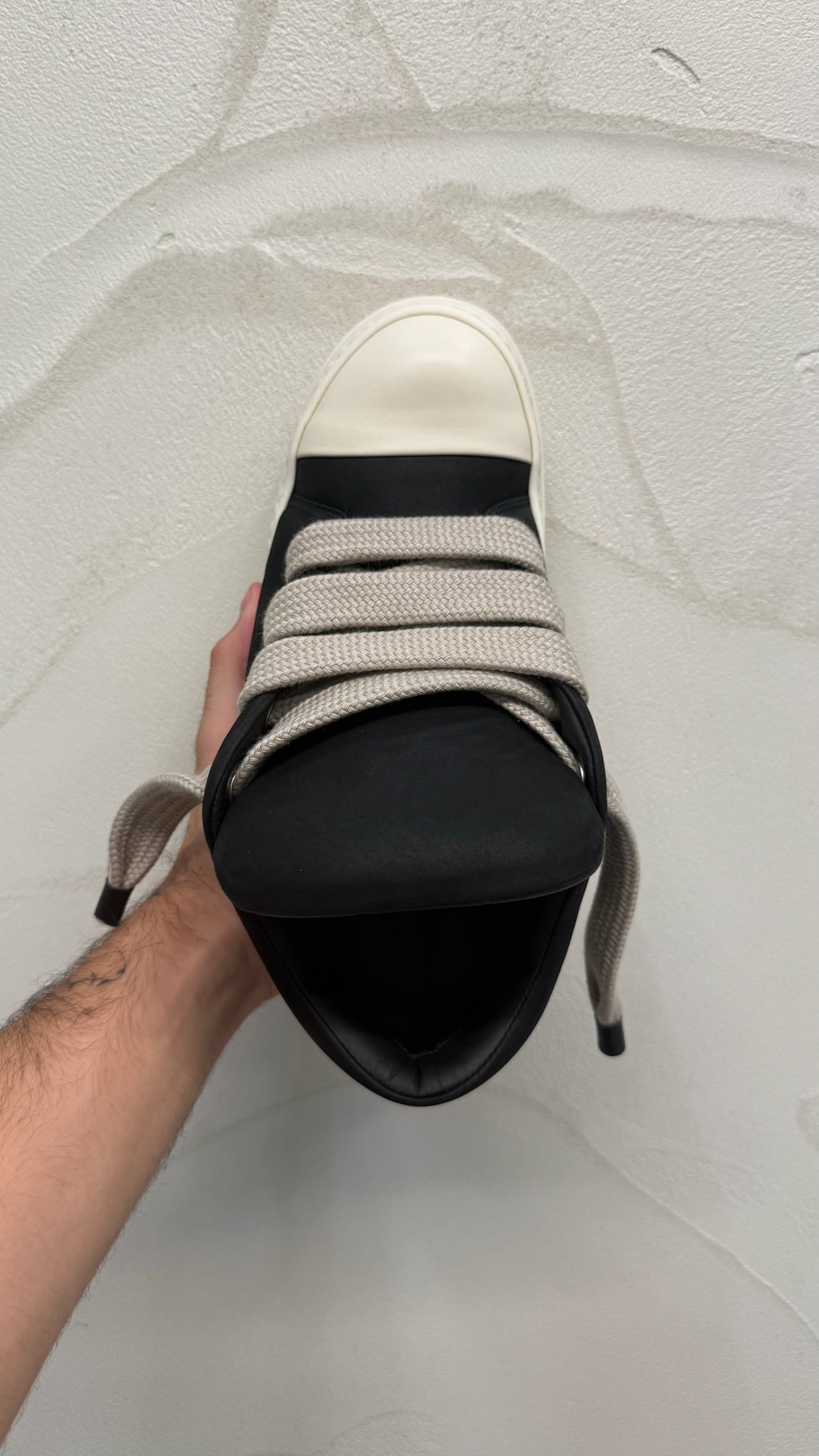 Rick Owens Black Milk Jumbo Lace Sneakers
