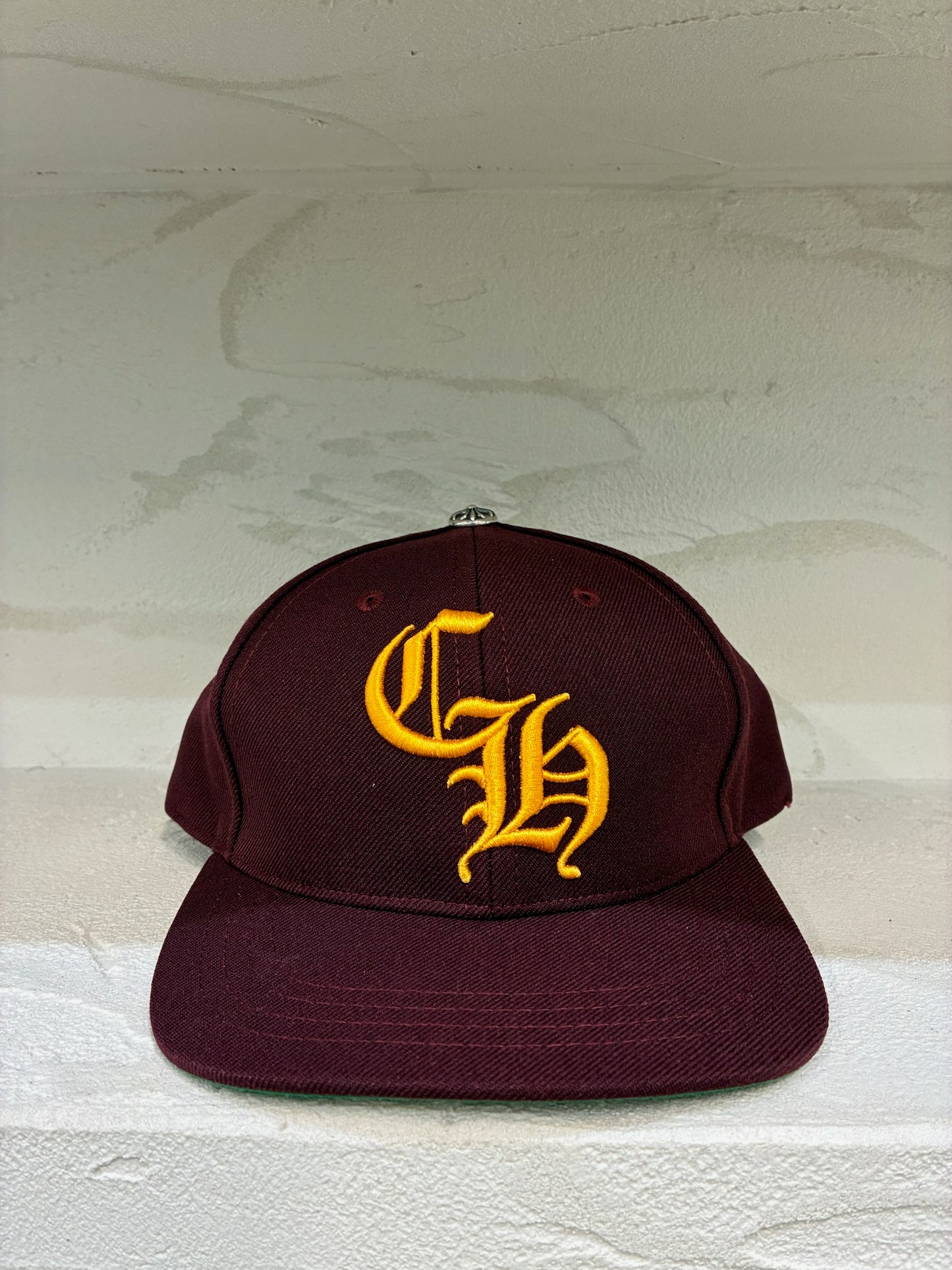 Chrome Hearts Embroidered CH Logo Baseball Hat Burgundy