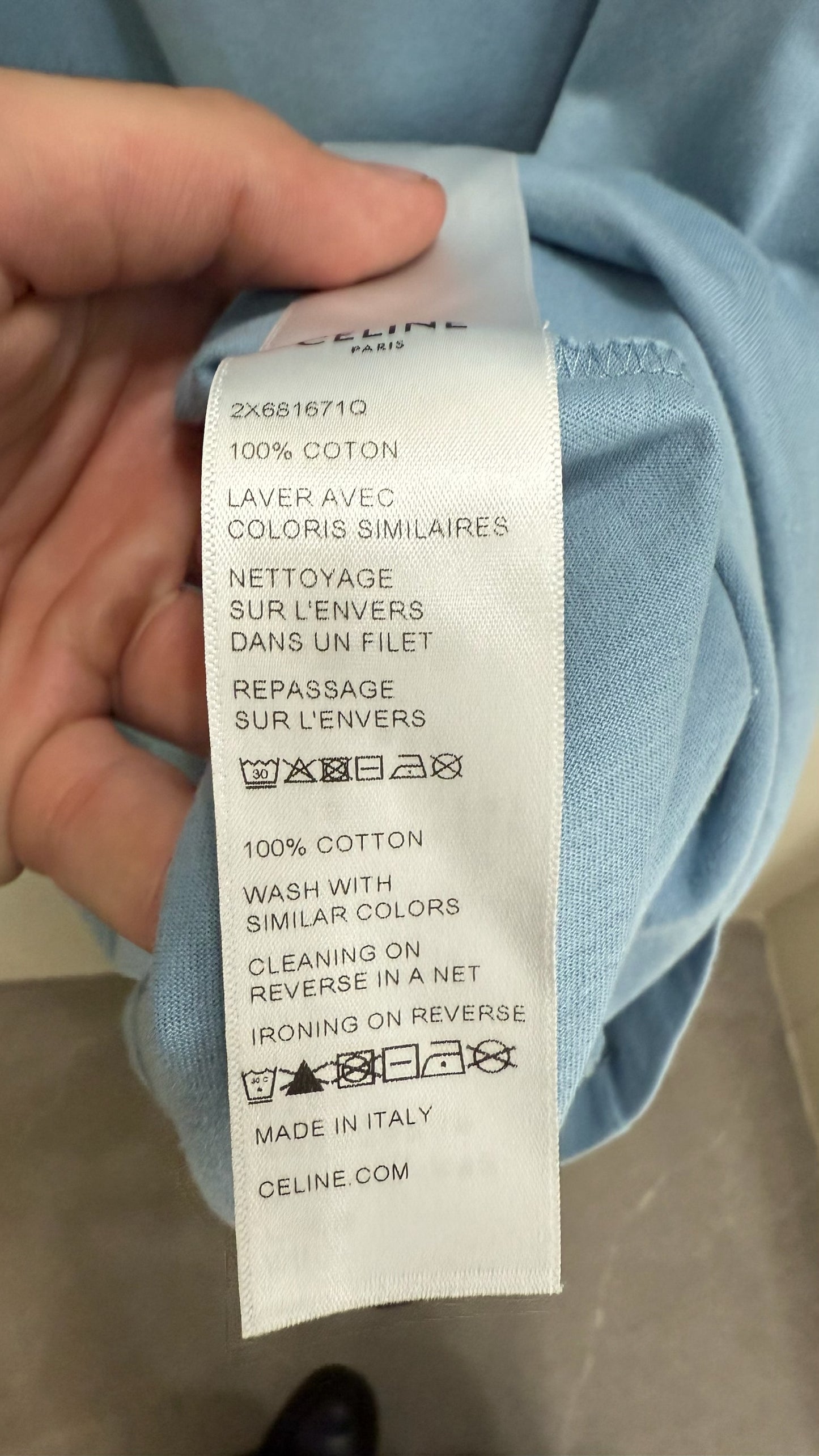 Celine Loose Logo T Shirt Light Blue