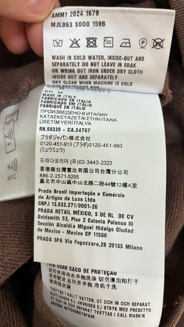 Miu Miu Garment Cacao Cotton Fleece Zip Up Hoodie