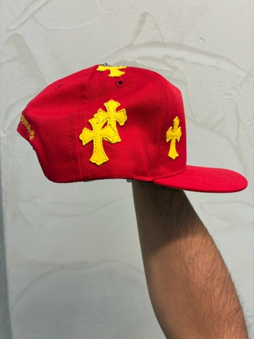 Chrome Hearts Crosspatch Hat Red and Gold