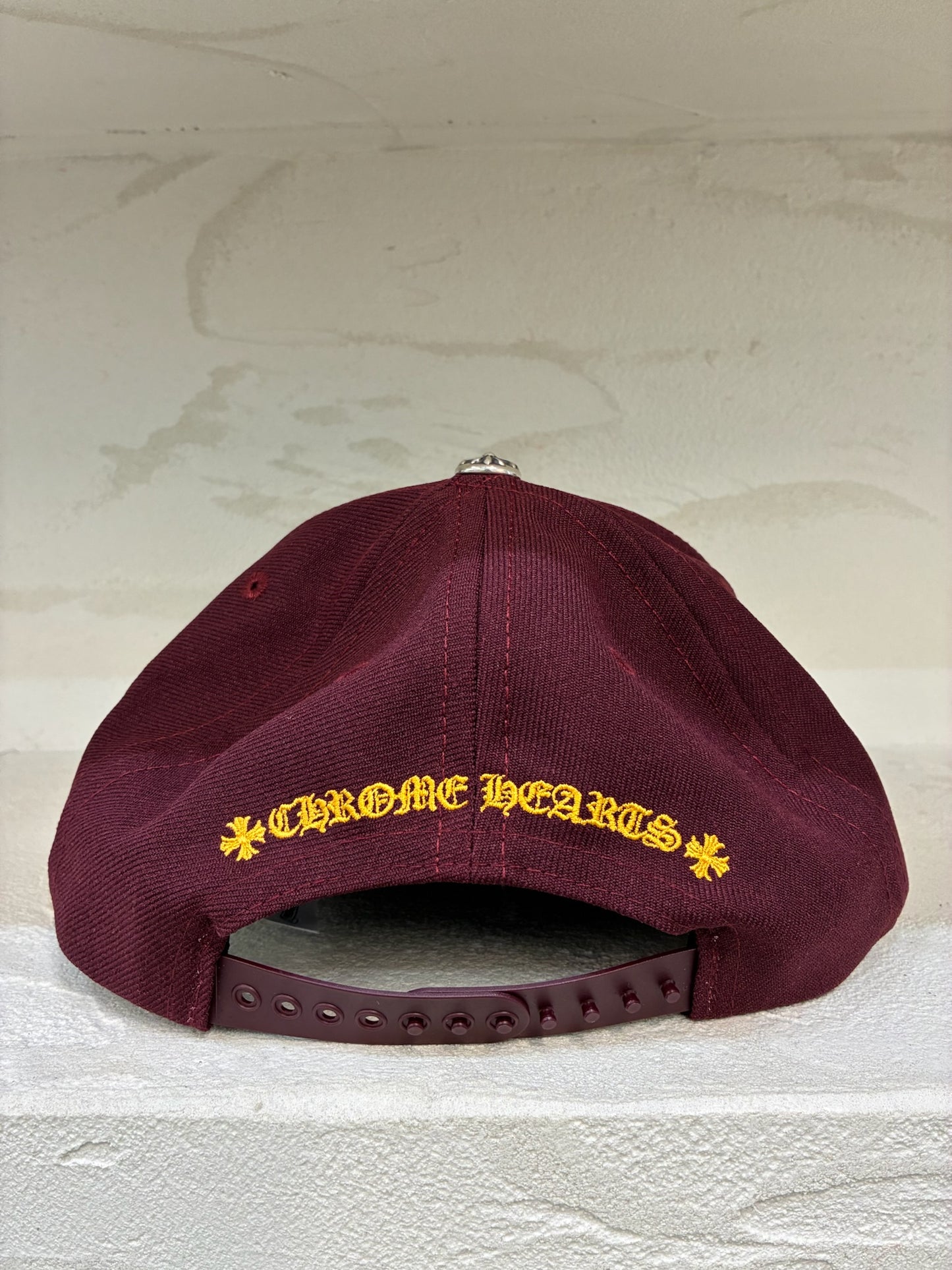 Chrome Hearts Embroidered CH Logo Baseball Hat Burgundy