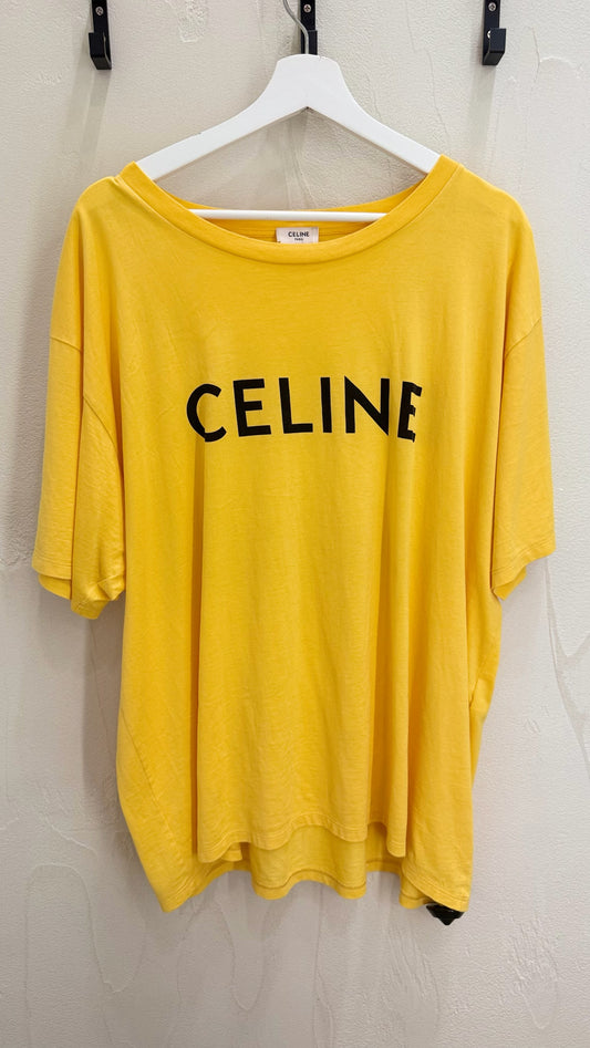 Celine Yellow Logo T Shirt