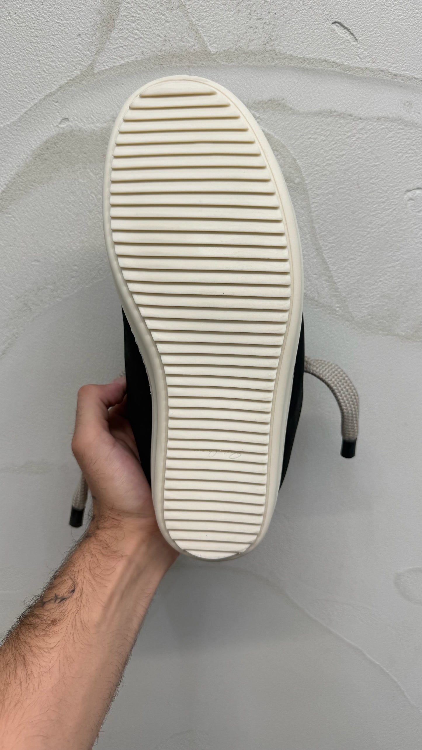 Rick Owens Black Milk Jumbo Lace Sneakers