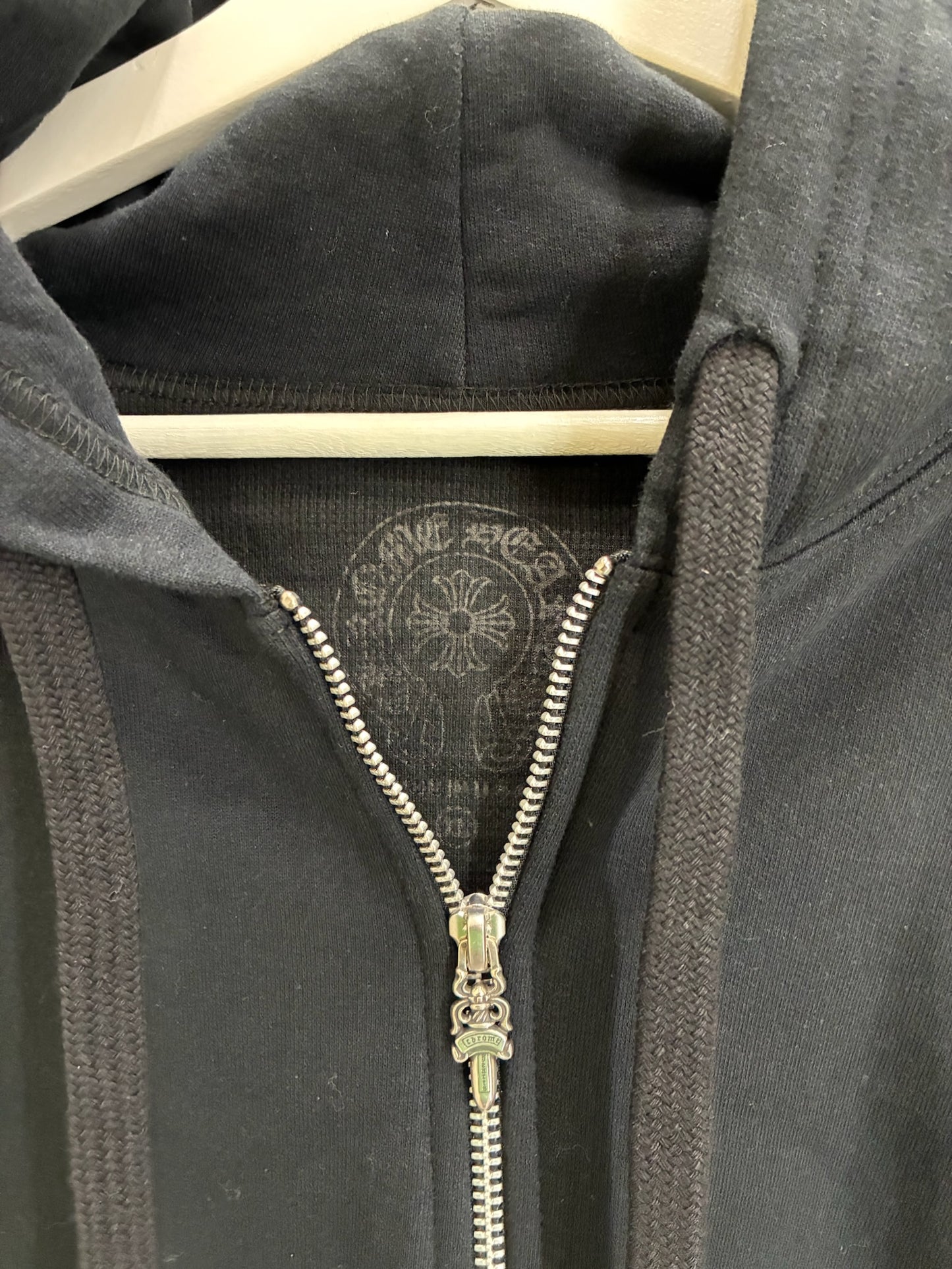 Chrome Hearts Vertical Logo Zip Up Hoodie 'Black'