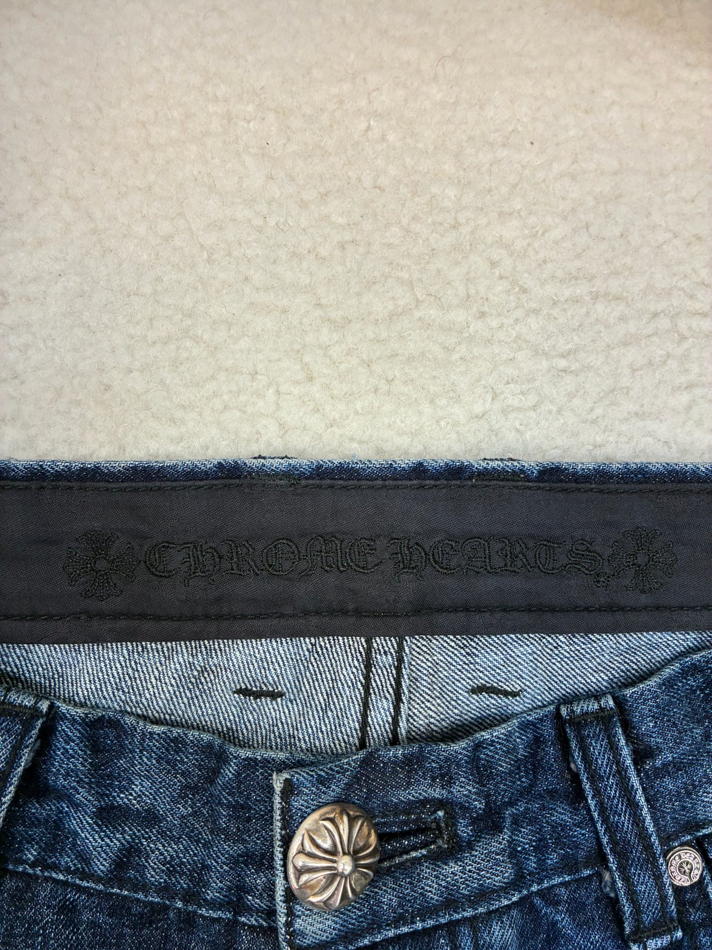 Chrome Hearts Loose Ends Denim Cross Patch Jeans