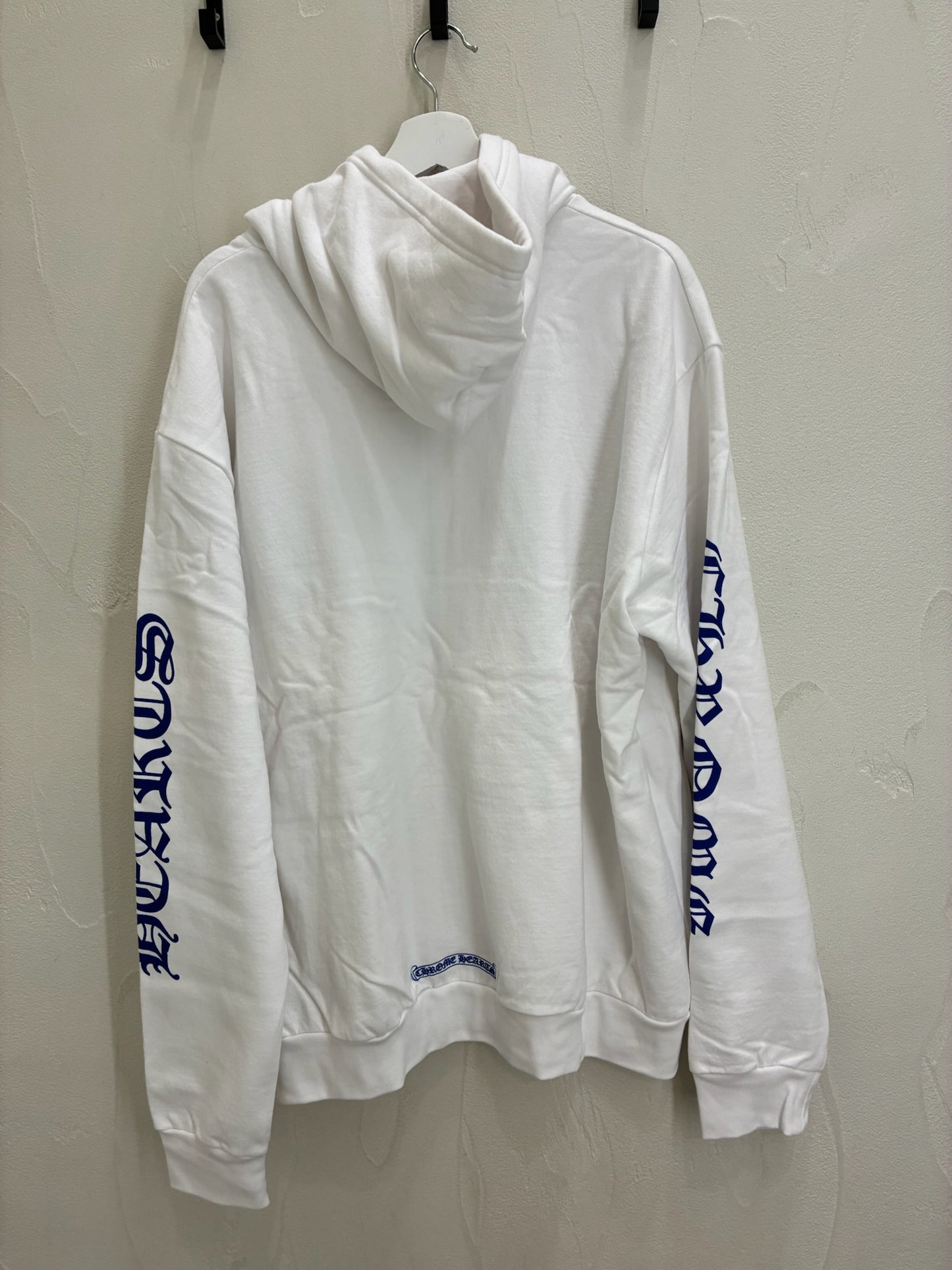 Chrome Hearts Verticale Logo Zip Up Hoodie White