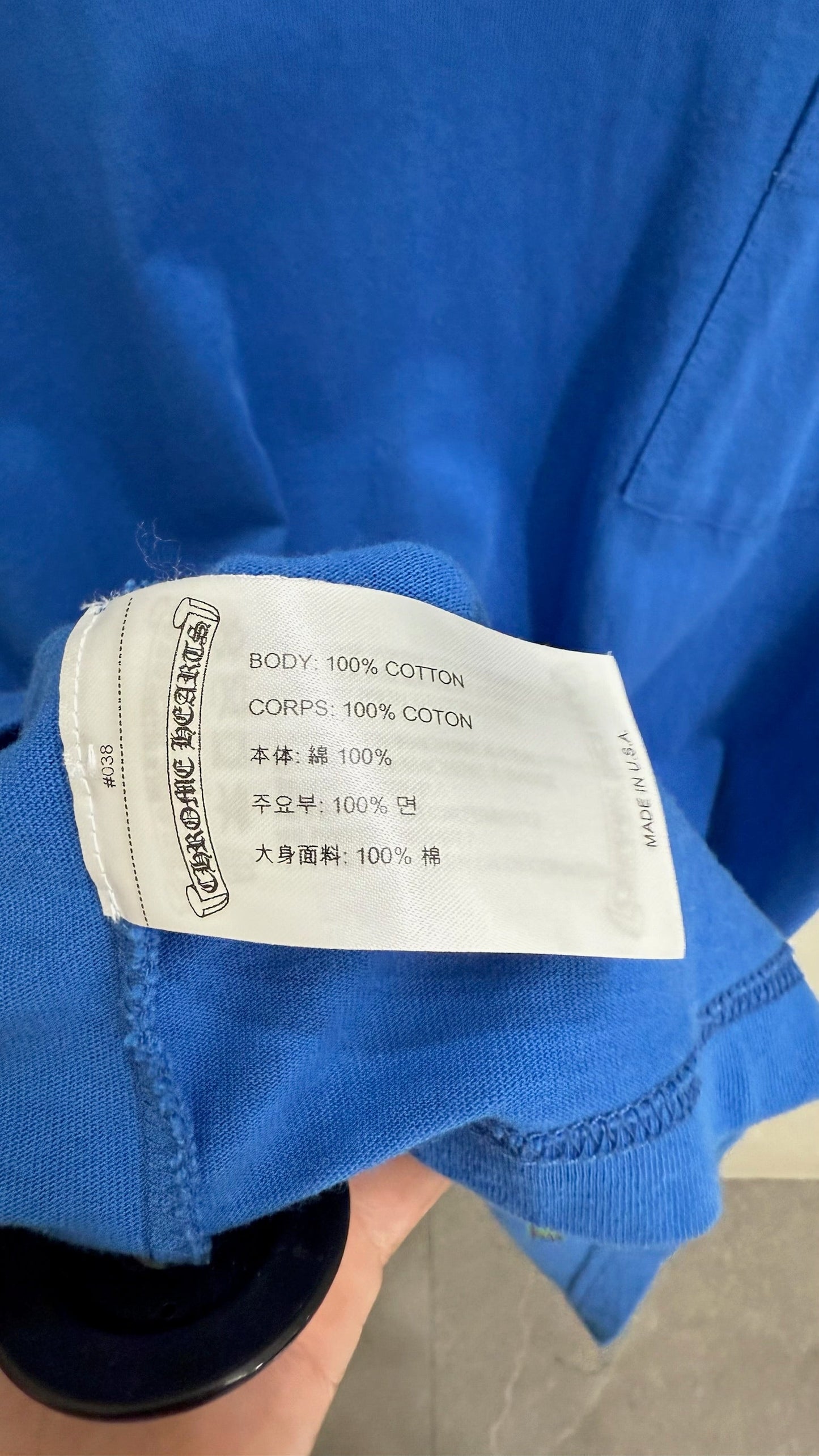 Chrome Hearts Scroll Logo Blue Short Sleeve Tee