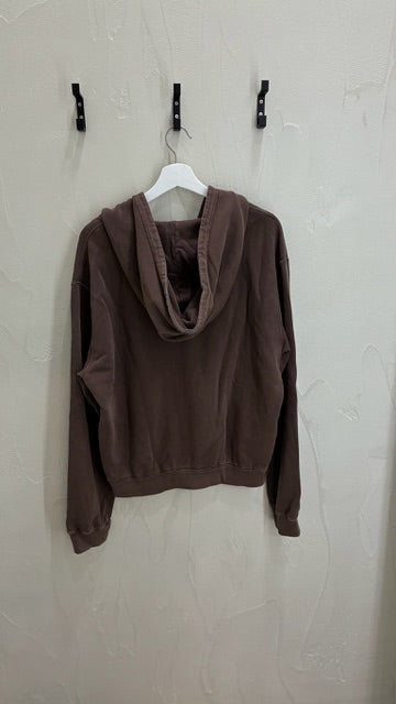 Miu Miu Garment Cacao Cotton Fleece Zip Up Hoodie