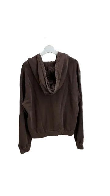 Miu Miu Garment Cacao Cotton Fleece Zip Up Hoodie