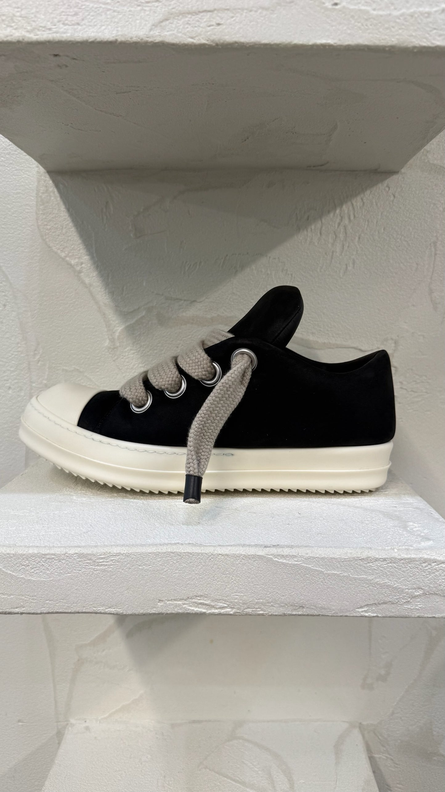 Rick Owens Black Milk Jumbo Lace Sneakers