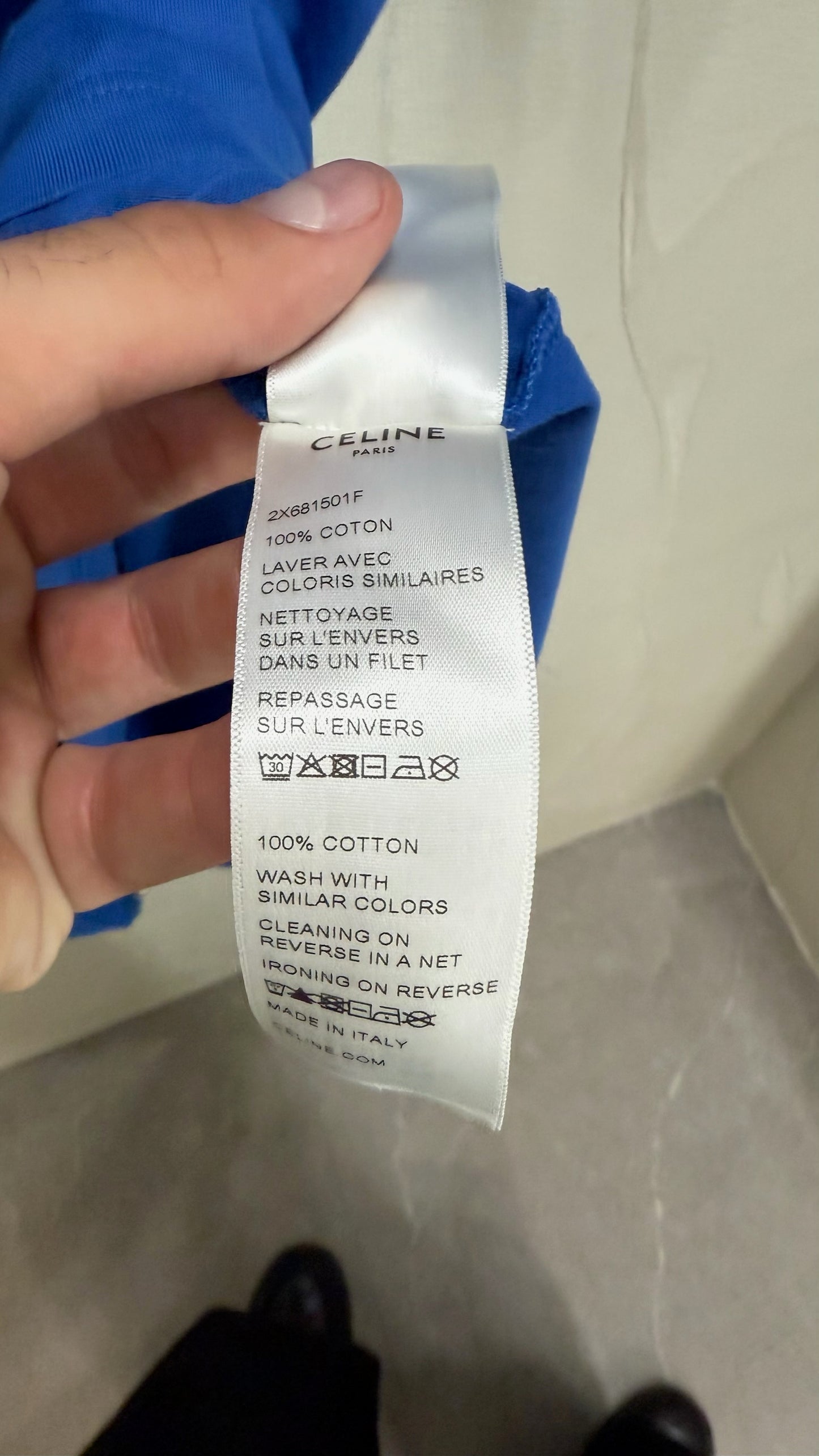 Celine Loose Logo T Shirt Blue