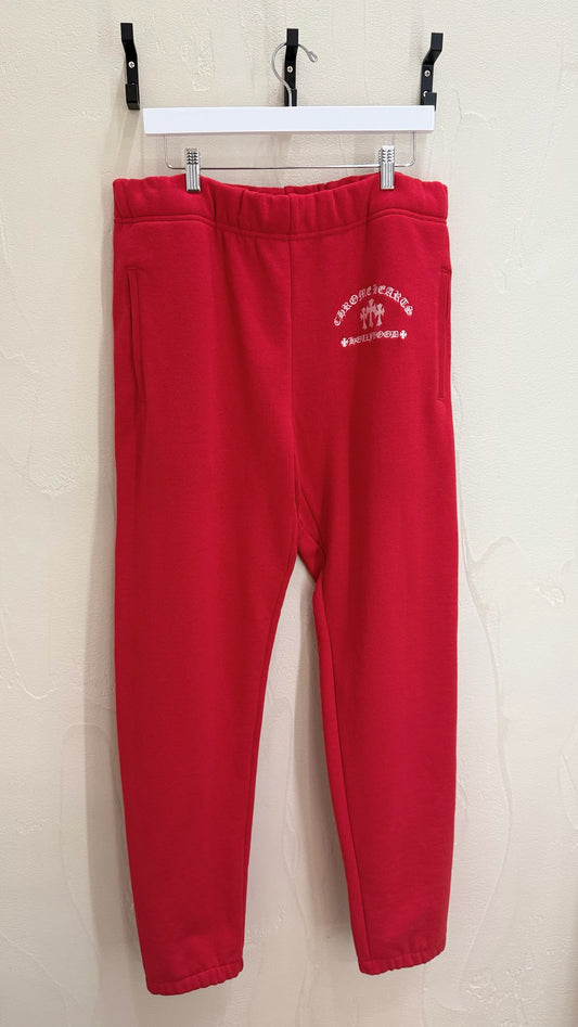 Chrome Hearts  Red & White Triple Cross Embroidered Sweatpants