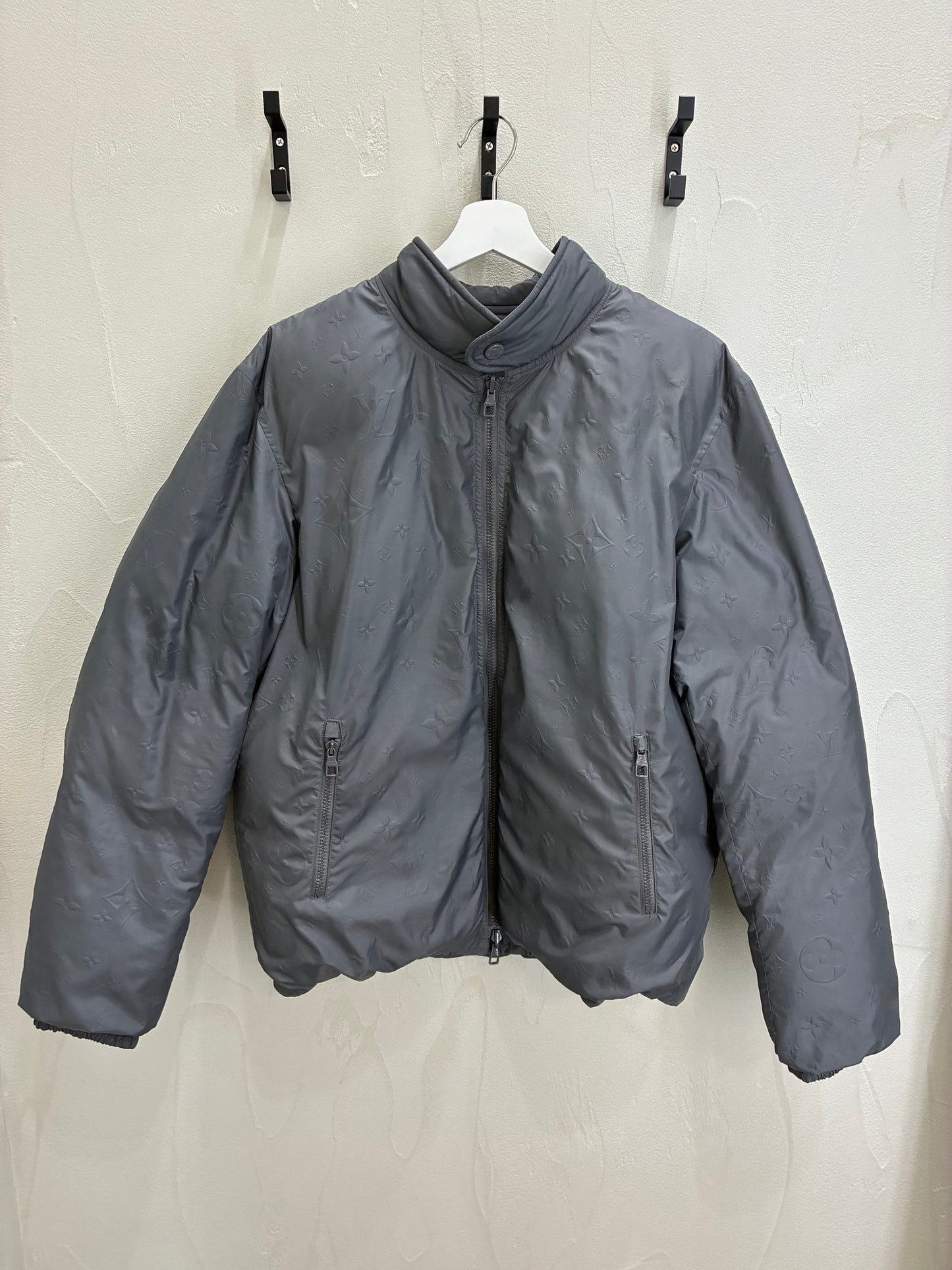 Louis Vuitton Reversible Monogram Down Blouson Jacket Gray