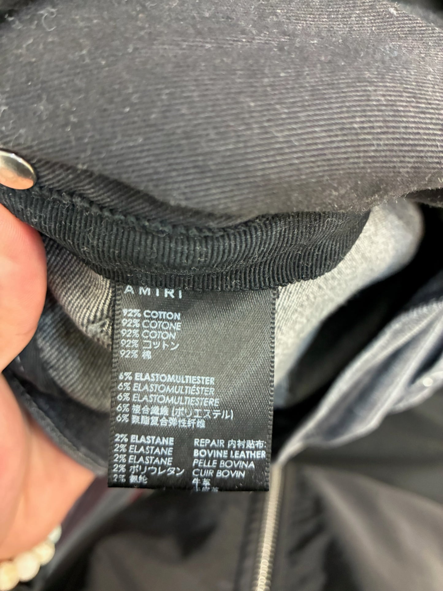 Amiri MX1 Leather Jeans Storm Grey