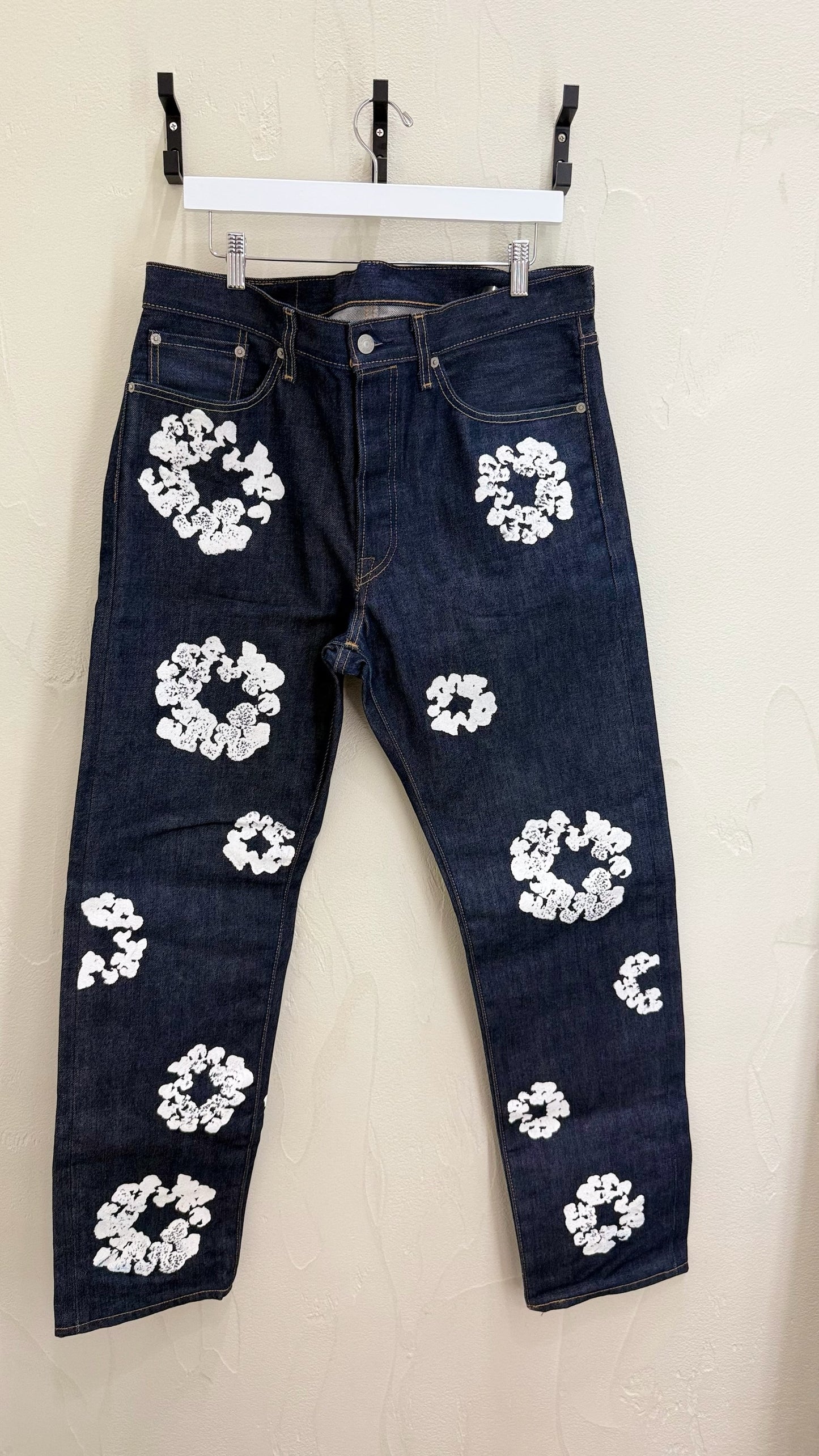 Denim Tears x Levi's Cotton Wreath Print Selvedge Jeans