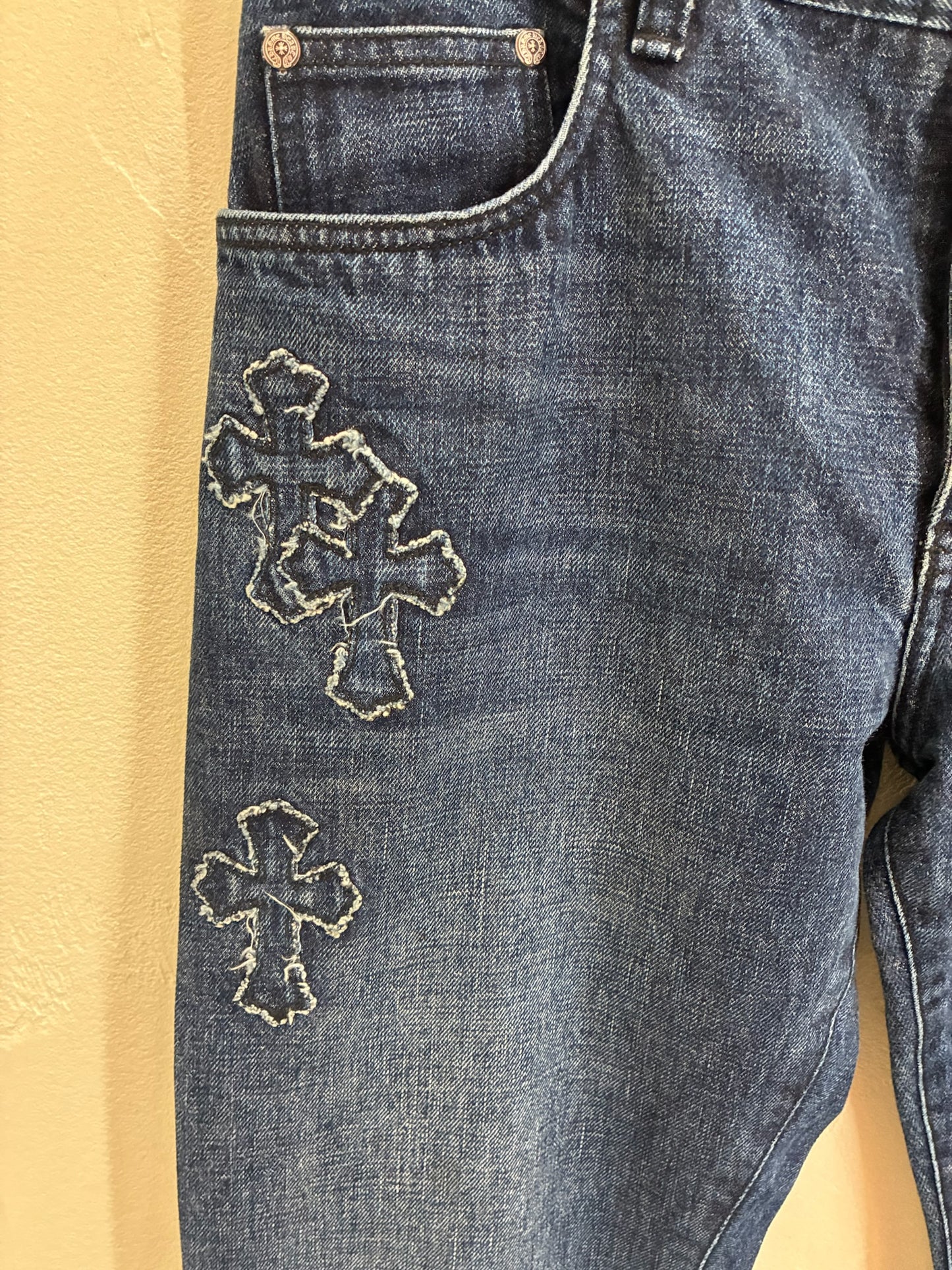 Chrome Hearts Loose Ends Denim Cross Patch Jeans